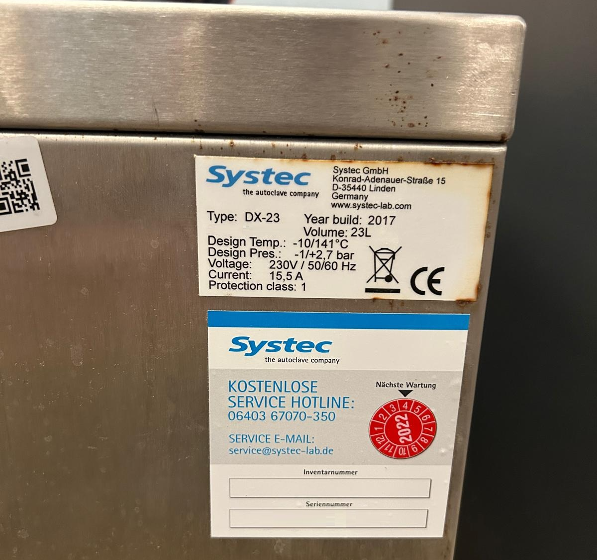 Used Sterilization Autoclave - Systec - DX-23 - BTH010