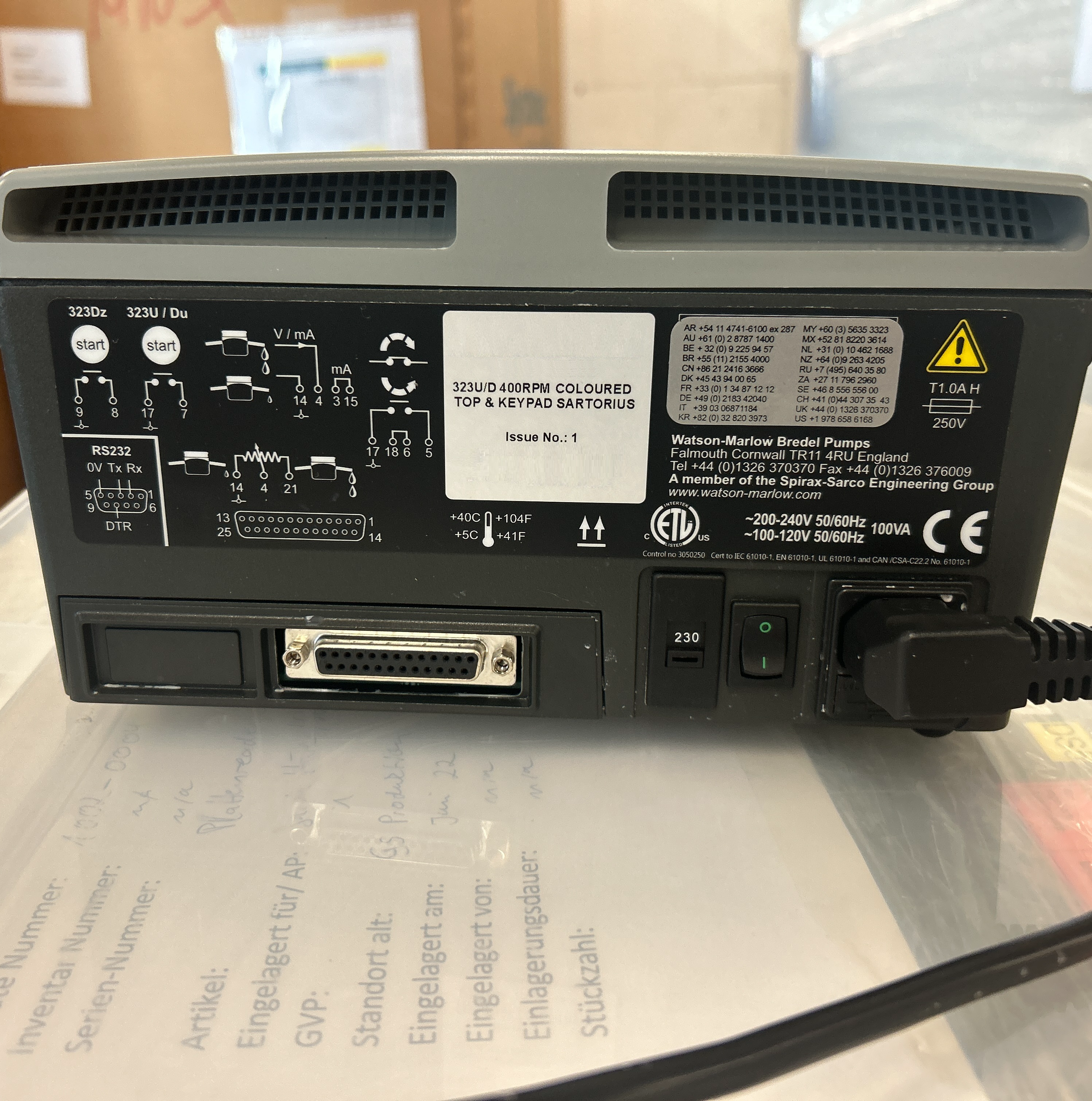 Used Peristaltic Pump - Watson Marlow - 323U/D - BTH058