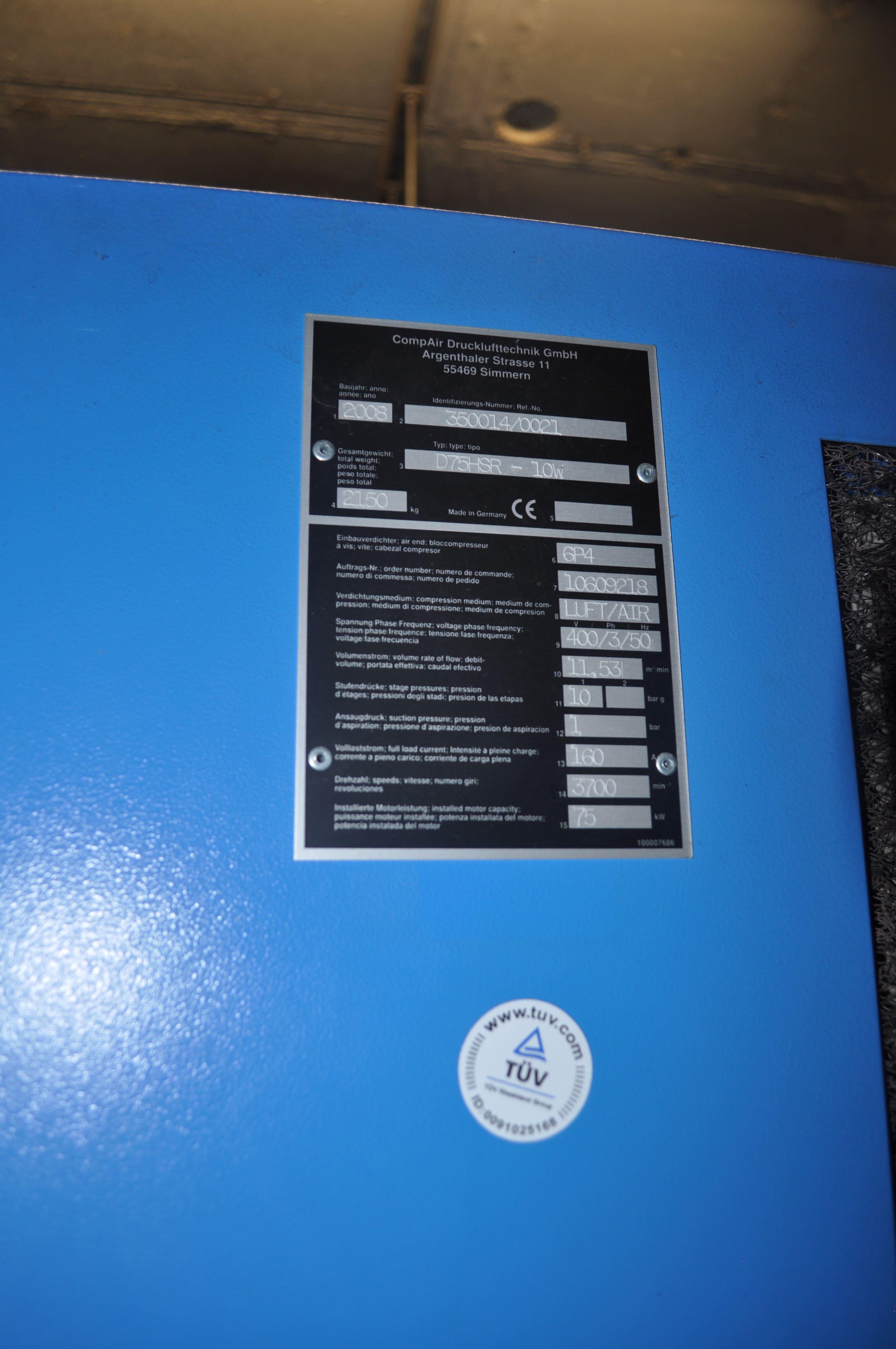 Used Air Compressor - Compair D75HSR-10W - 44B