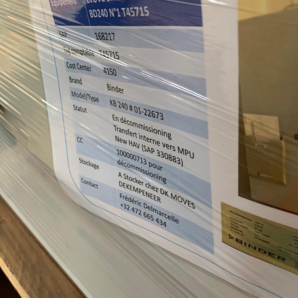 Used Incubator - Binder - KB 240 - DK1991