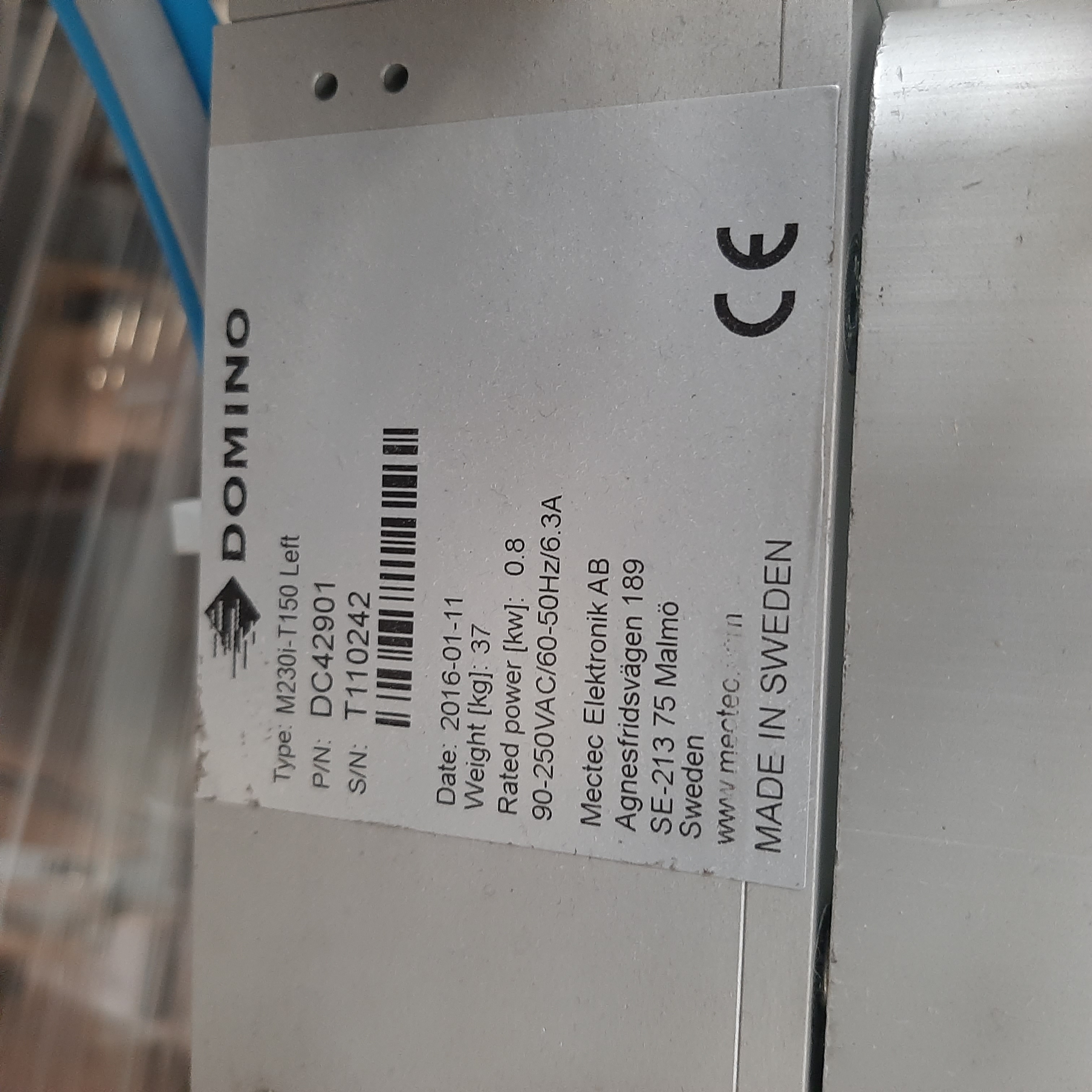Used Print and Apply Freezer - Domino - DK191