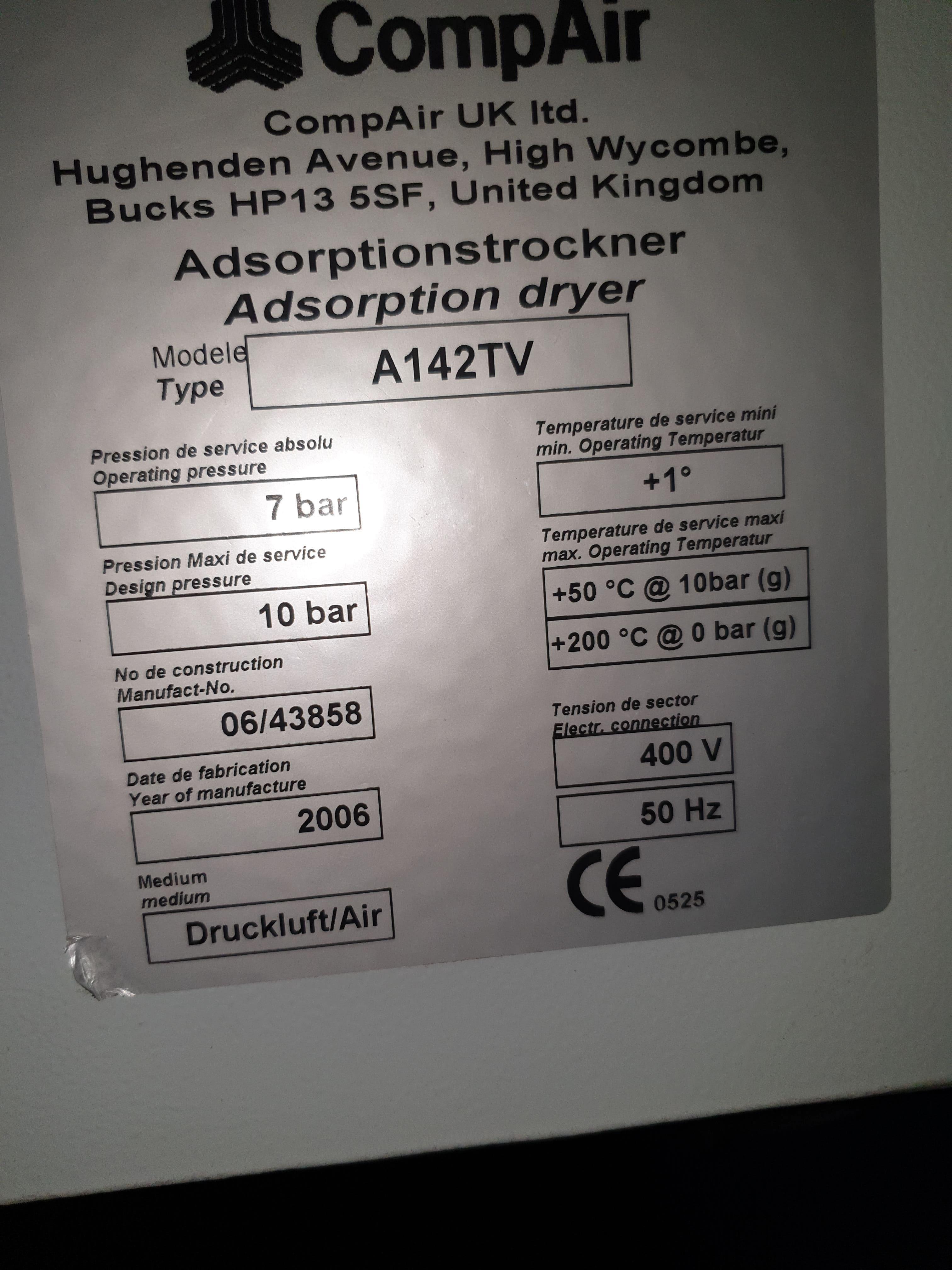 Used Adsorption Dryers - CompAir - A142TV - FR.014.GS