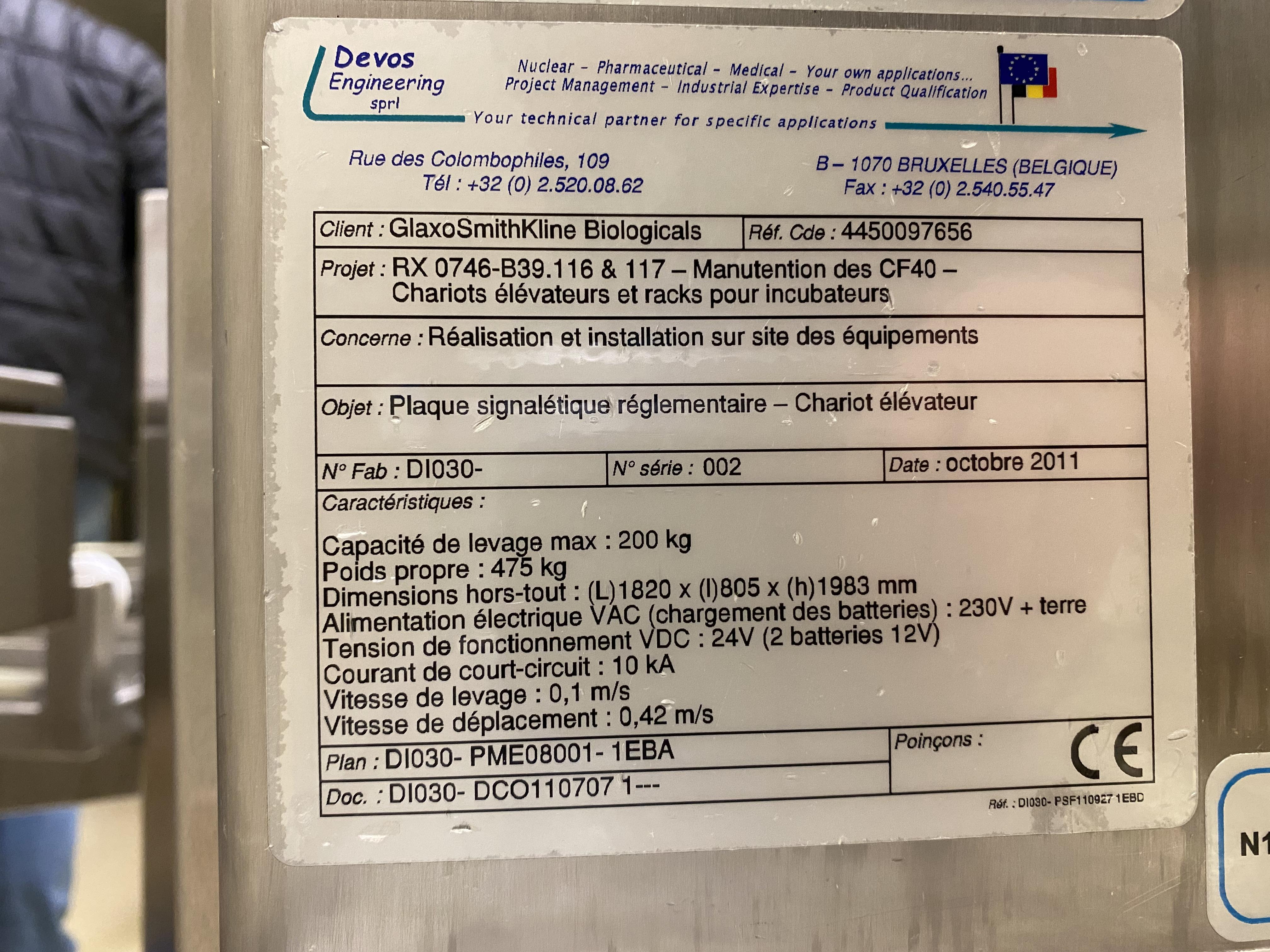 Used Elevator Trolley - Devos Engineering - 39FT01