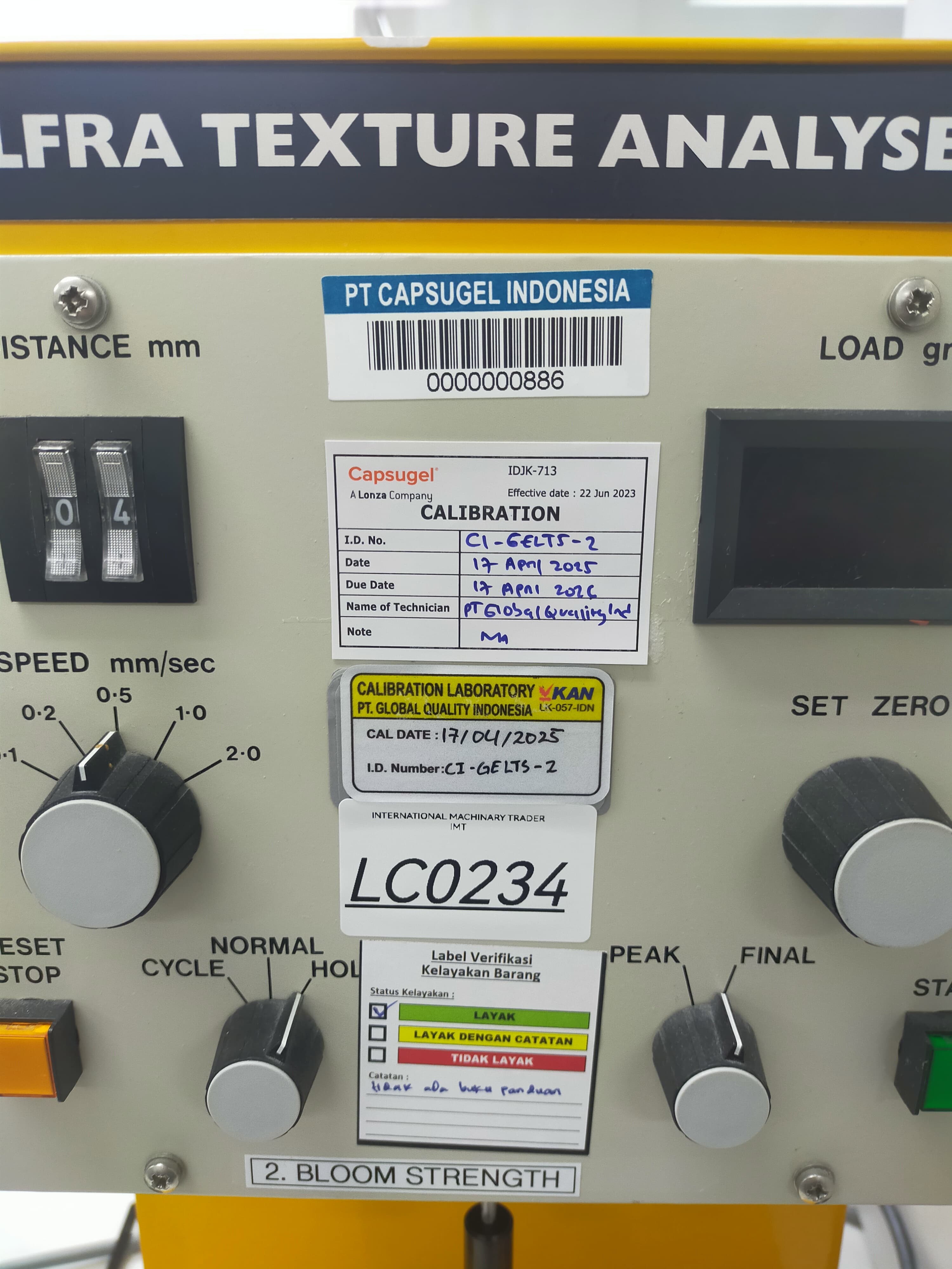 Used Lfra Texture Analyzer - CNS Farnell - TA 1000 - LC0234