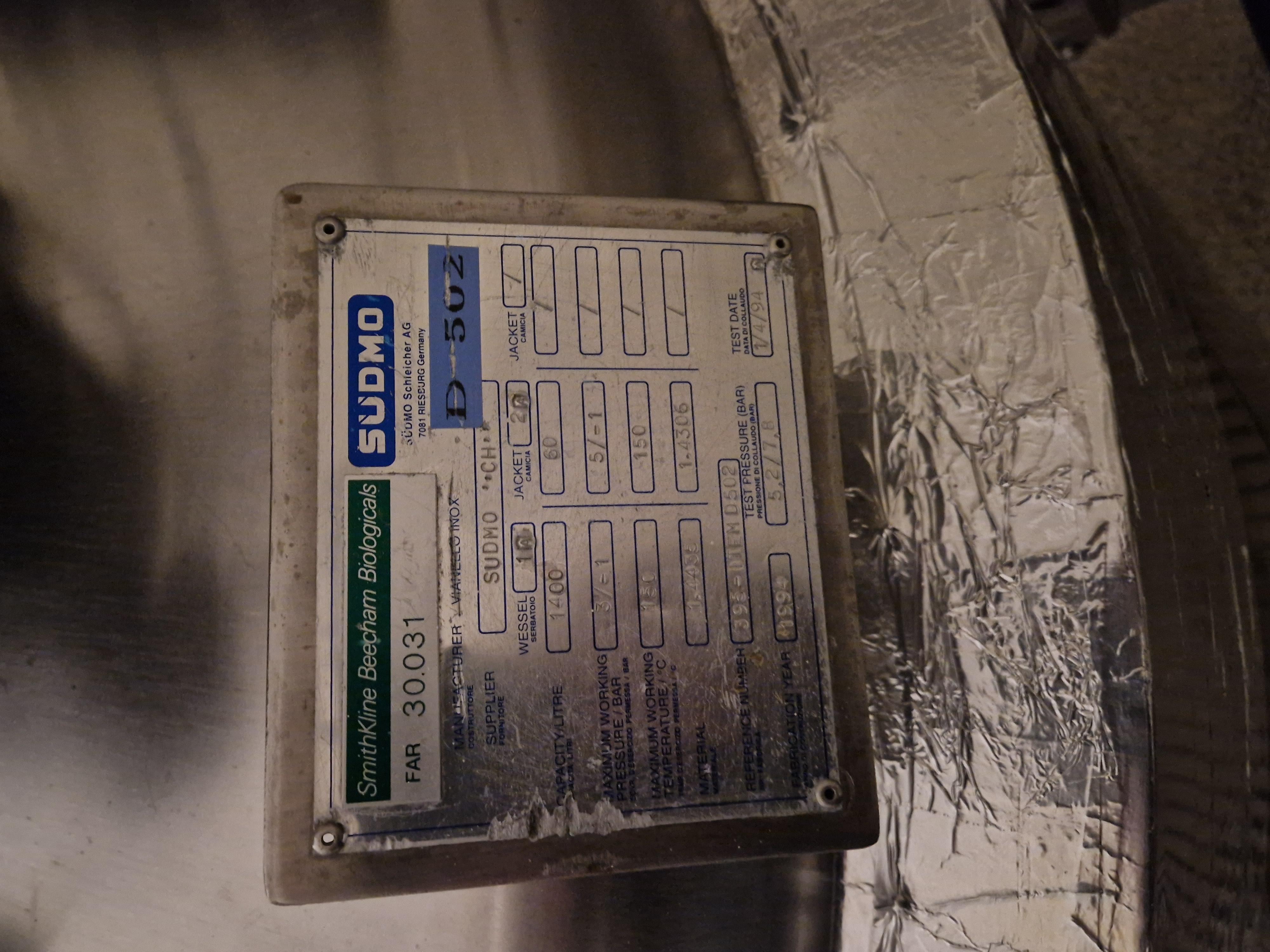 Used Storage Tank 1400 L - Sudmo - 59.136.GR