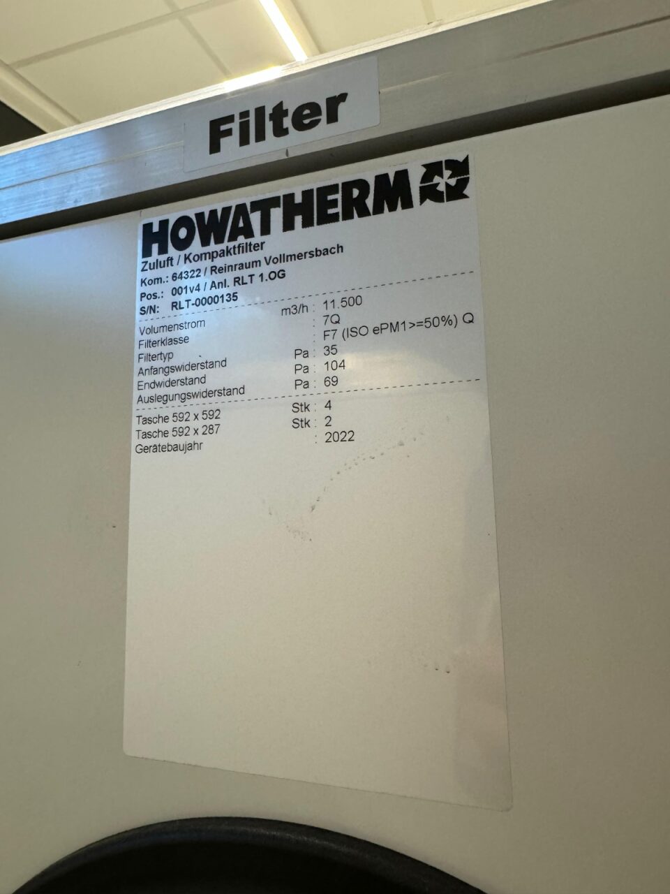 Used Air Handling Unit HVAC - Howatherm - BTH216