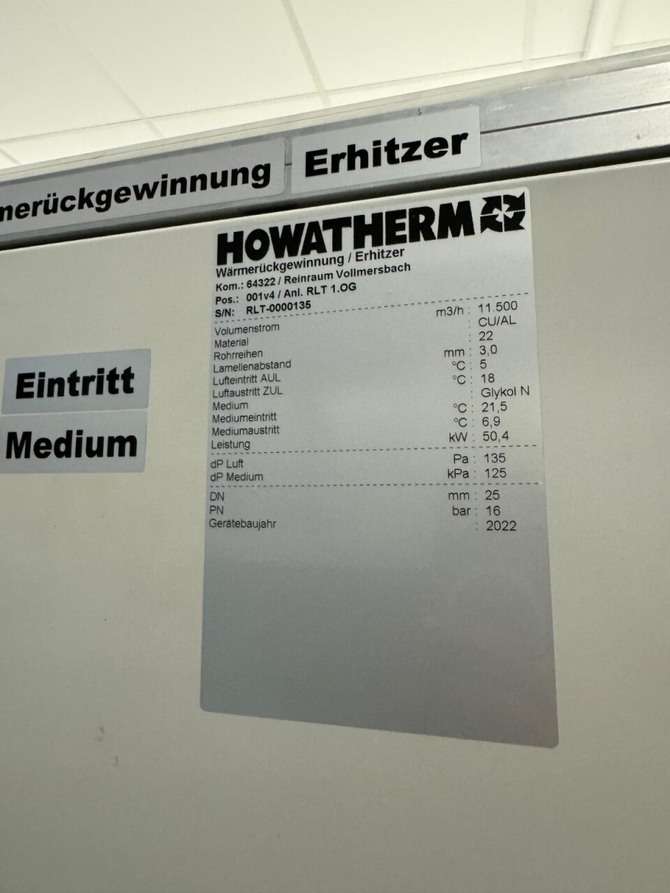 Used Air Handling Unit HVAC - Howatherm - BTH216