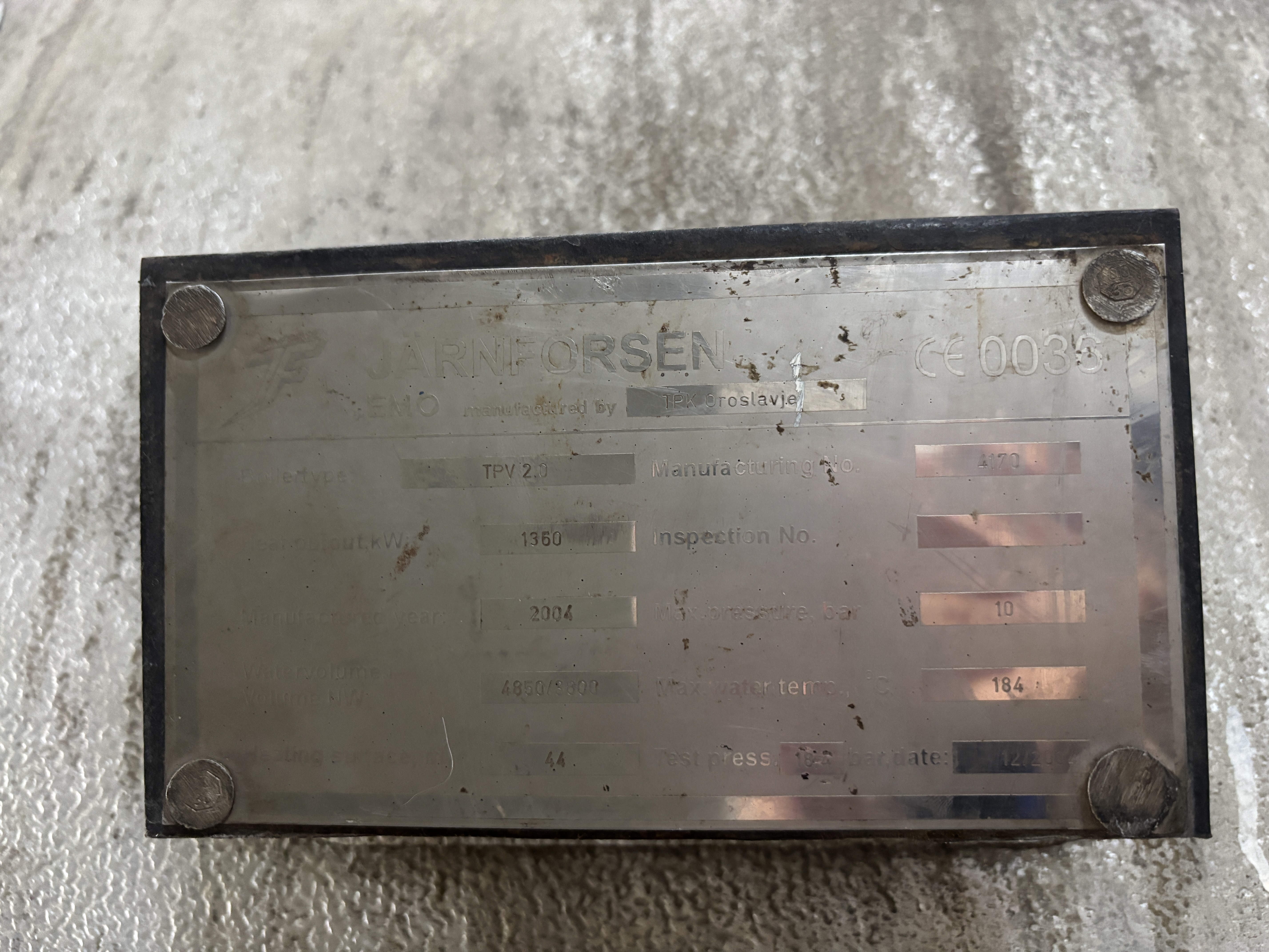 Used Boiler Fire Tube Boiler With Burner Boiler - Jarnforsen - TPV 2.0 - LC0188