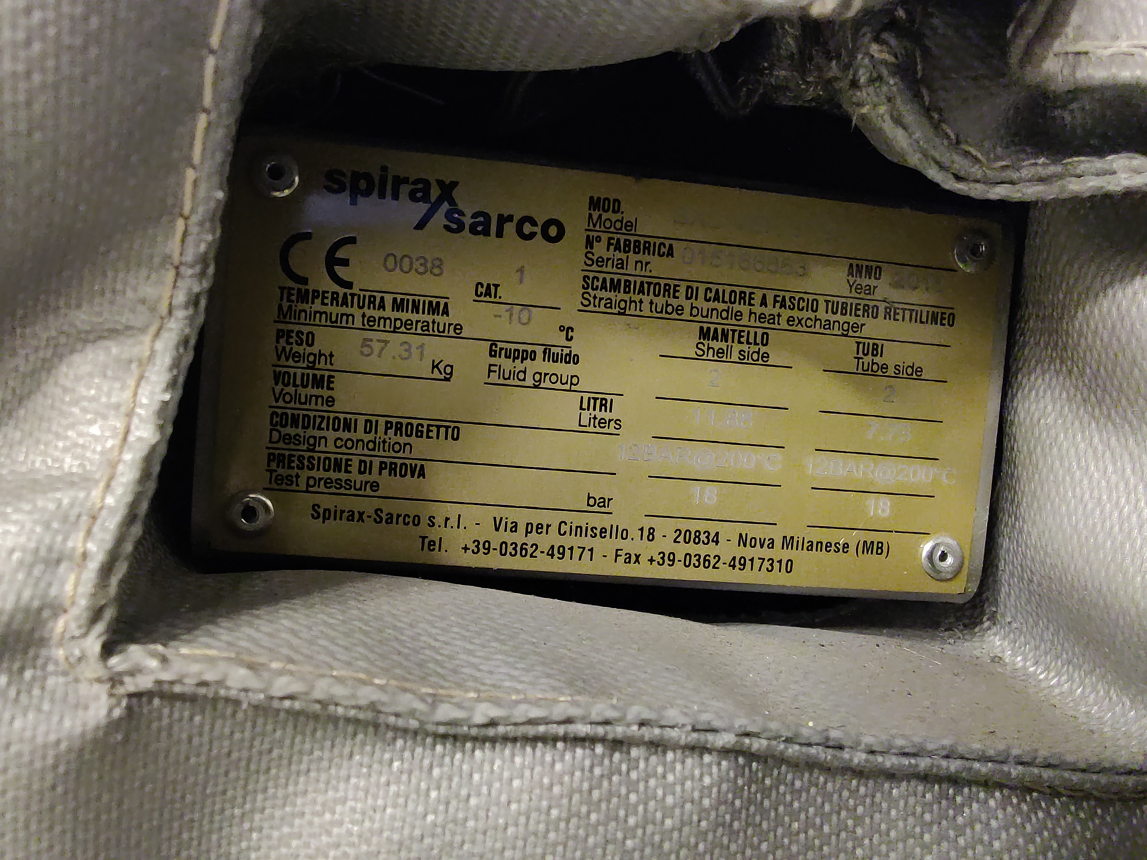 Used Exchanger - Spirax Sarco - FR.003.GS