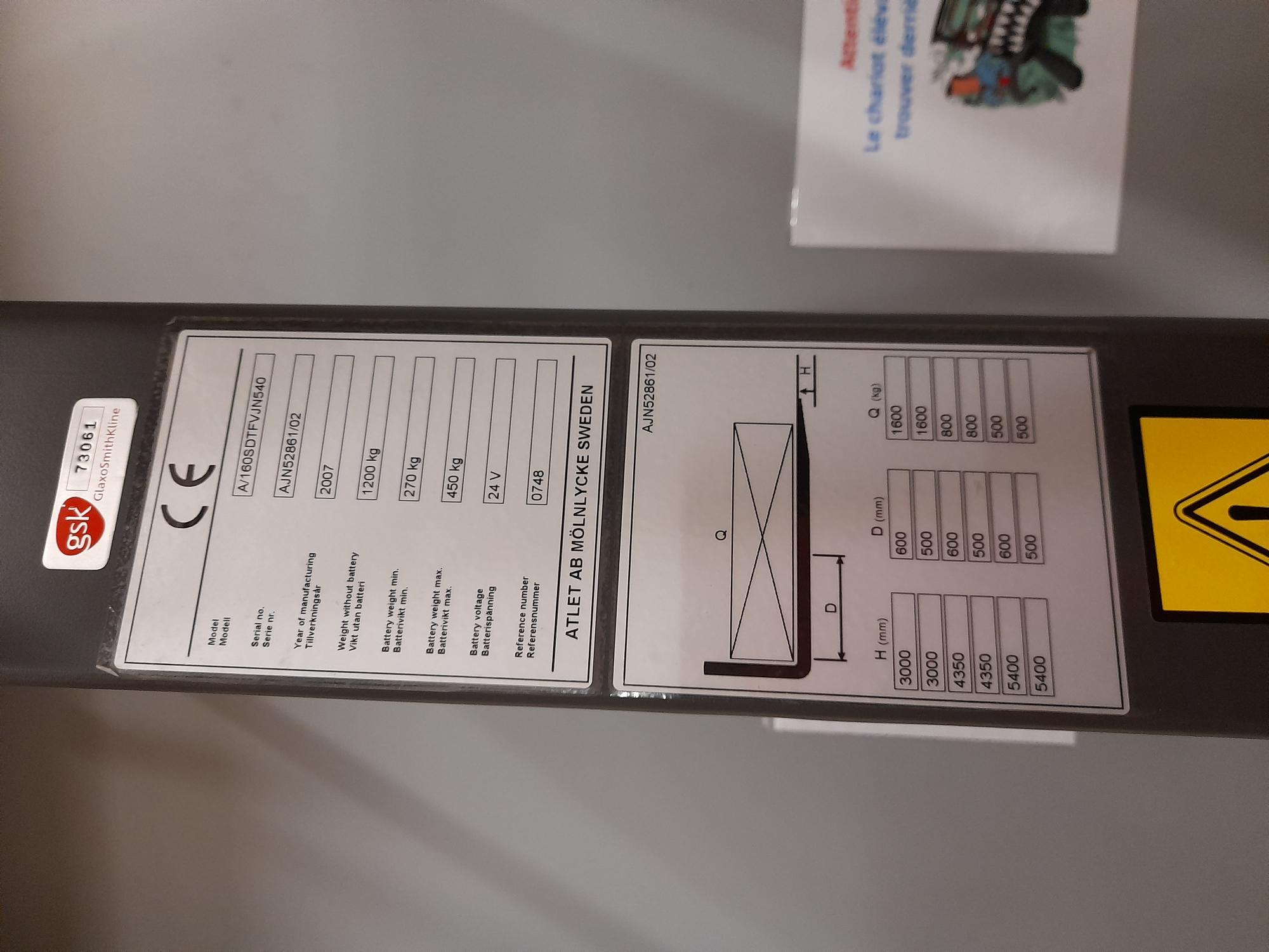 Used Lifting Equipment - Atlet - A/160SDTFVJN540 - 18LE01