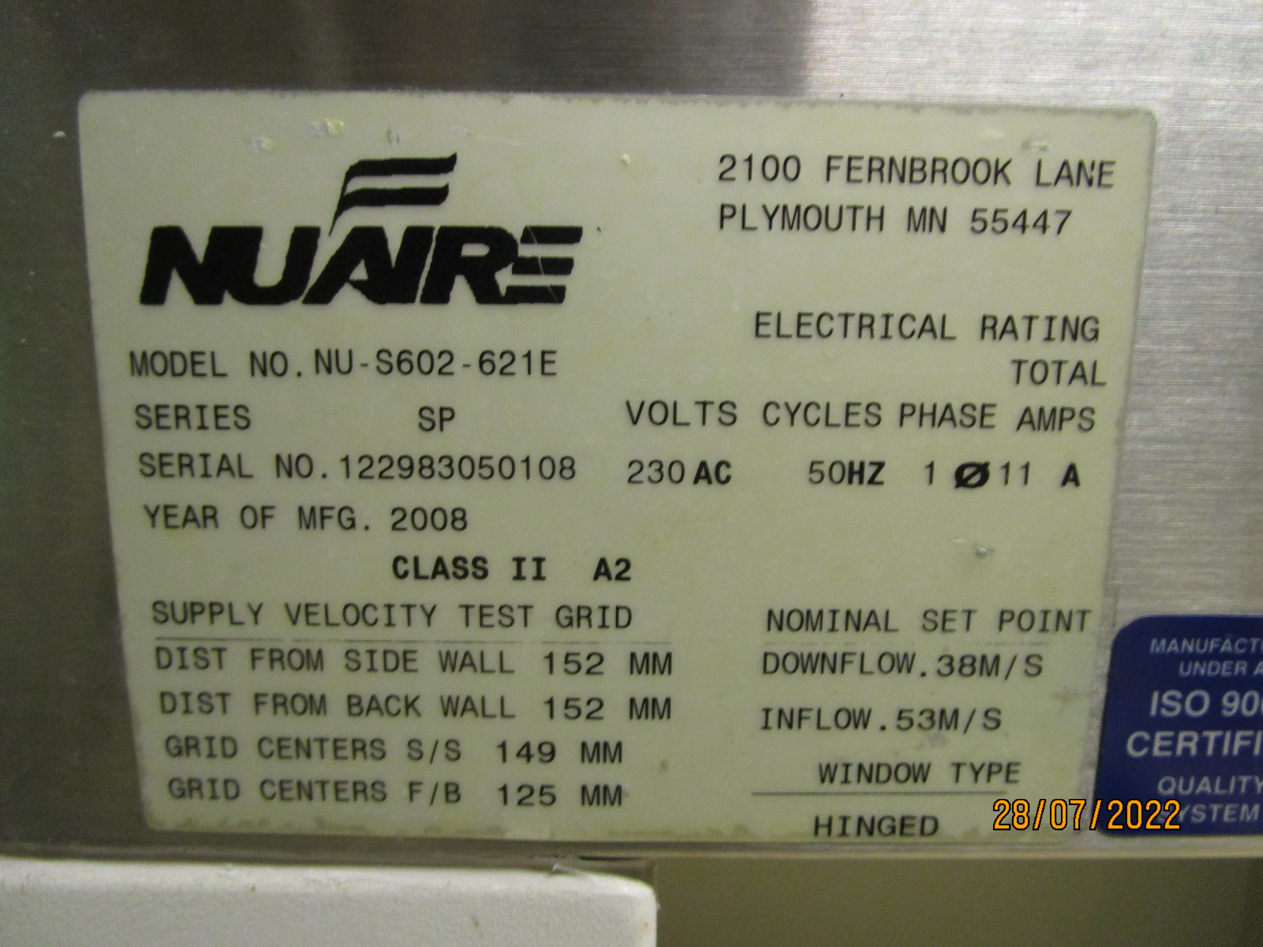 Used Fume Hood - Nuaire - FH01BE