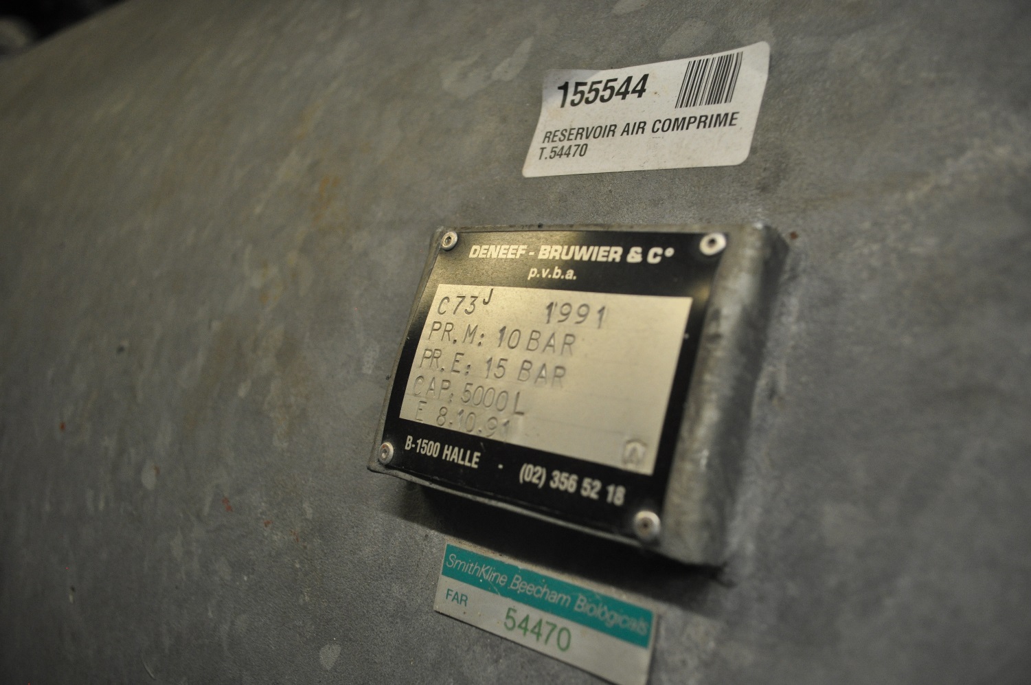 Used Storage Tank 5000 L for Air Compressor - Deneef C73J - 43B