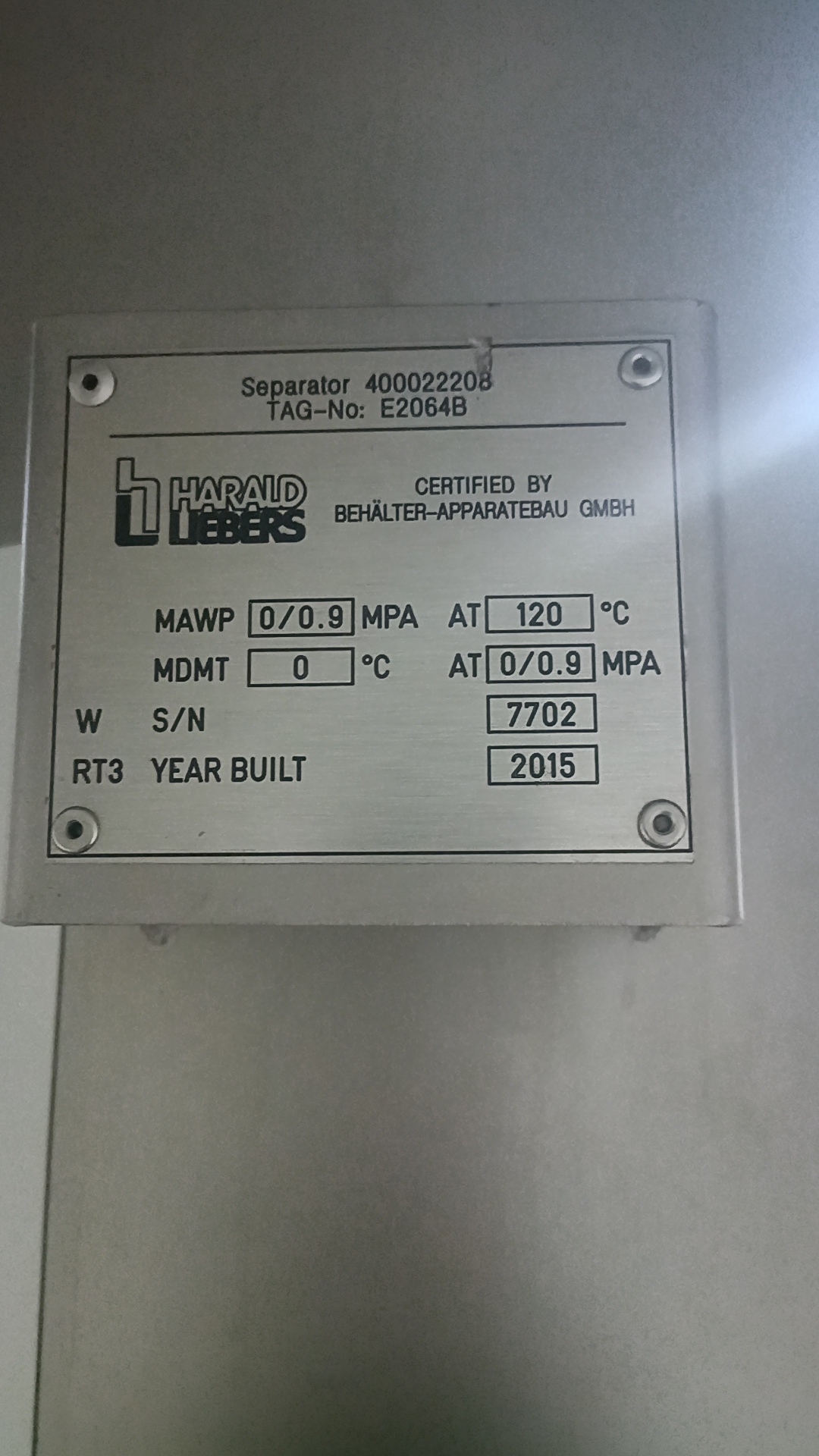 Used N2 Compressor Recycling Vessel - Harald Uebers - SG069