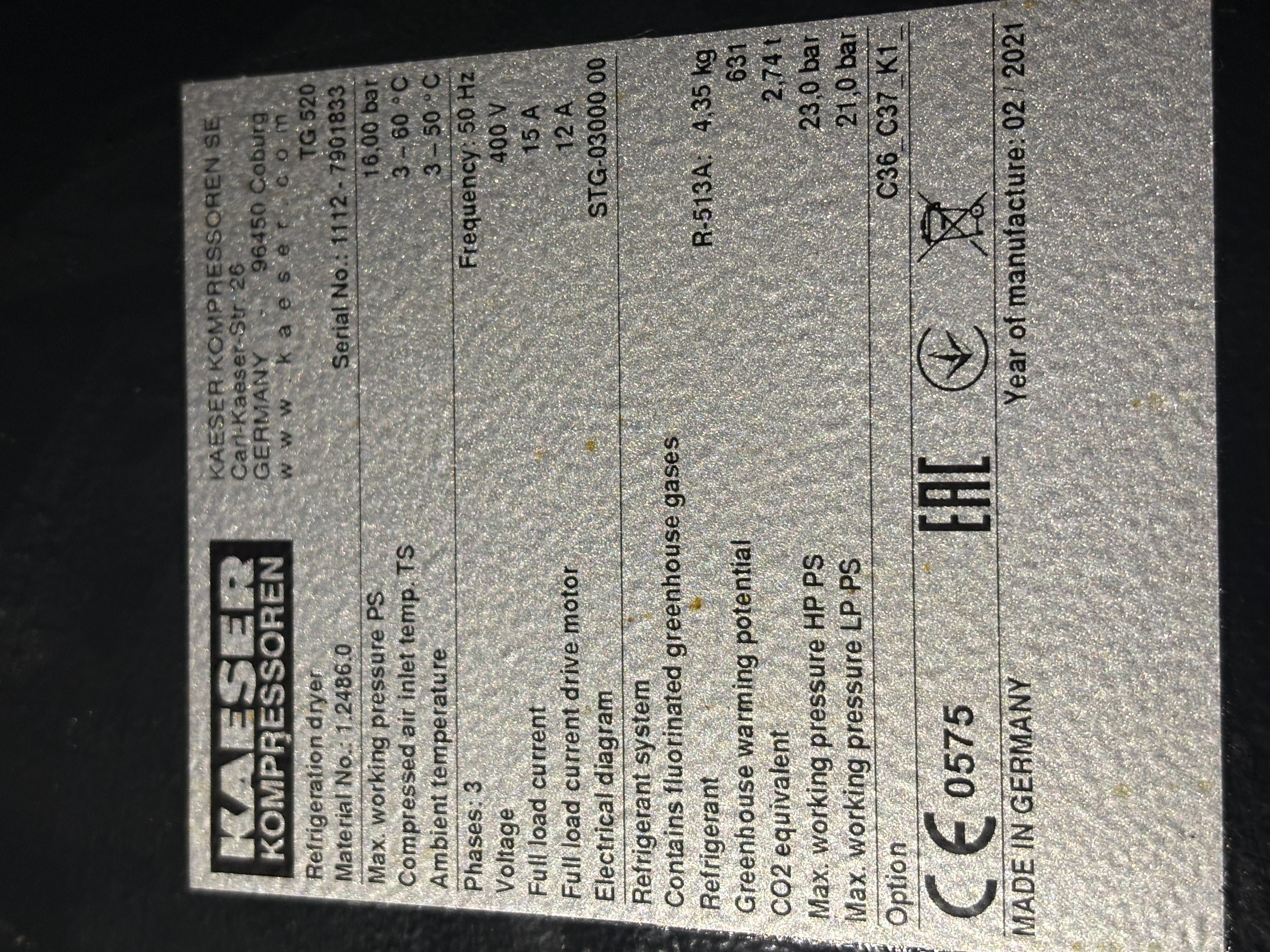 Used Air Dryer-4 - Kaeser - TG 520 - LC0215