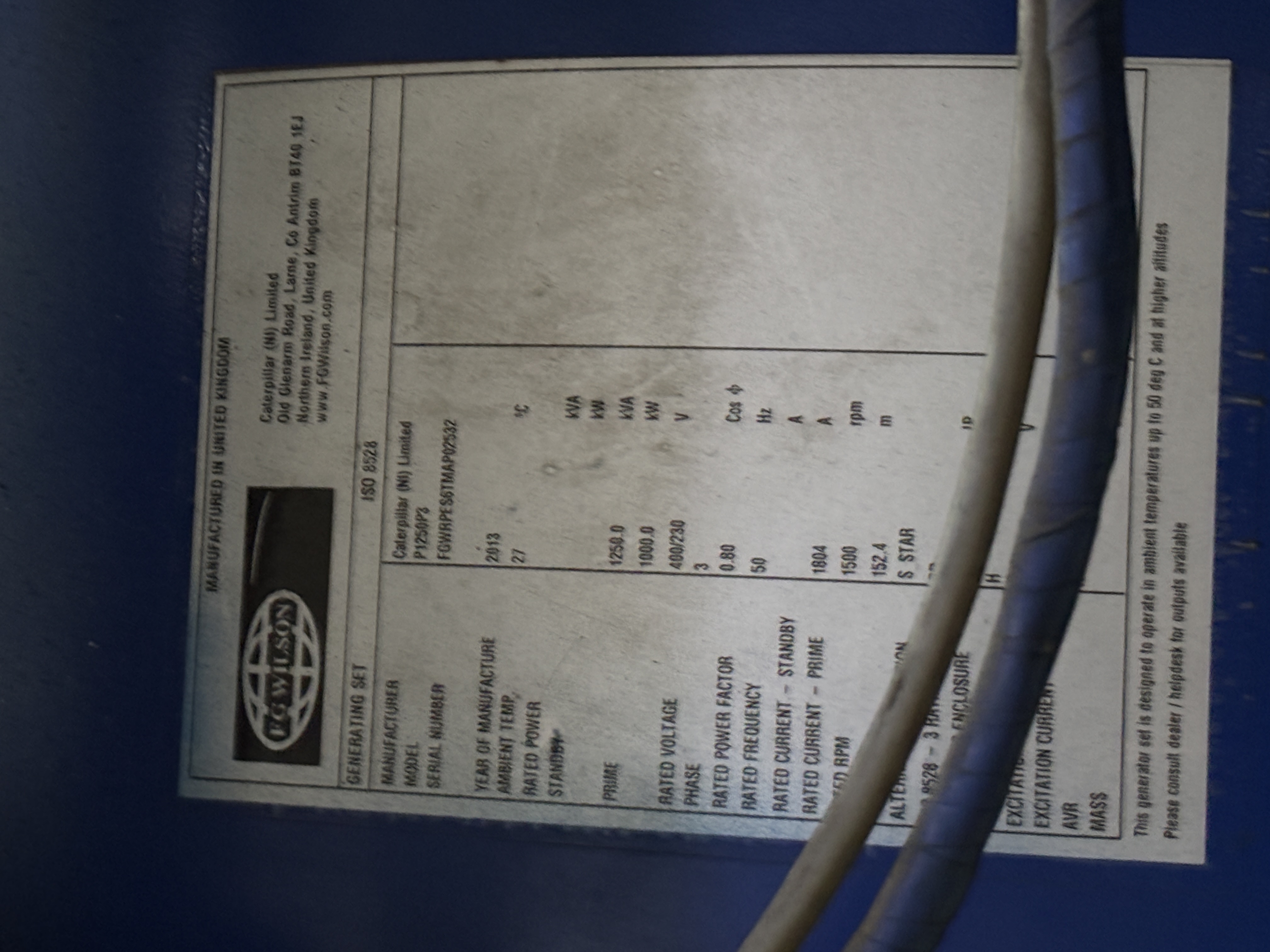 Used Genset - FG Wilson - P1250P3 - LC0196