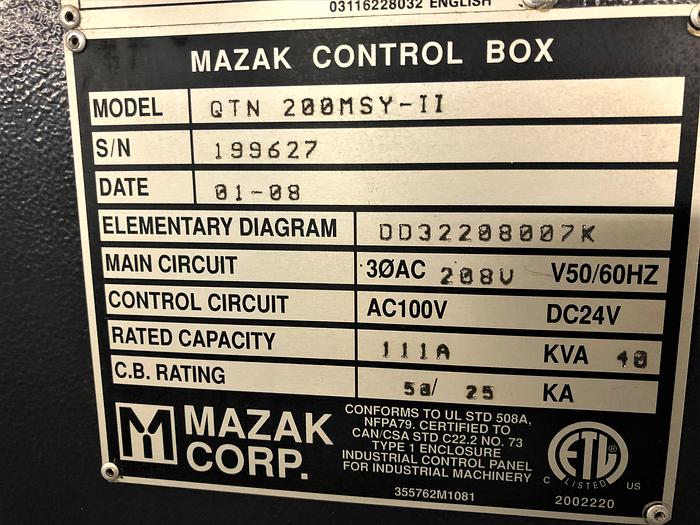 Used 2008 Mazak Nexus QTN 200-II MSY