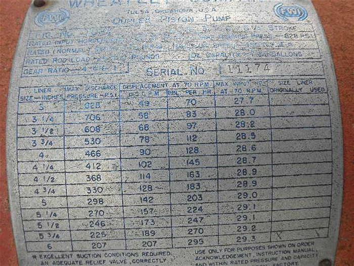 Used 0 Wheatley 7036 Duplex 6x6 Mud Pump - Rebuilt