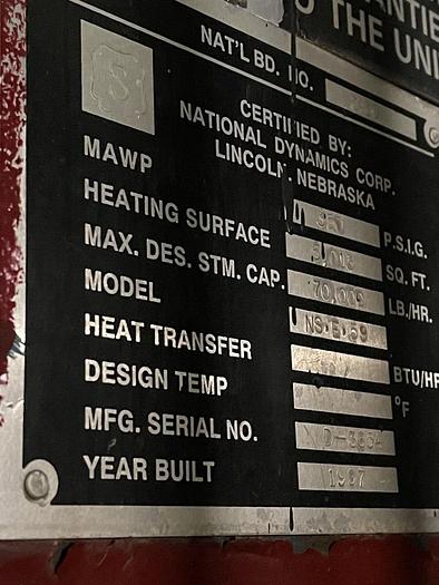 Used LINCOLN NS-E-59 BOILER, W/ 350 PSIG MAX ALLOWABLE WORKING PRESSURE, 70,000