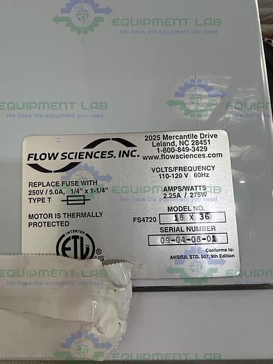 Used Flow Sciences  FS11400 4 Ft Top Mount Vented Balance Safety Enclosure