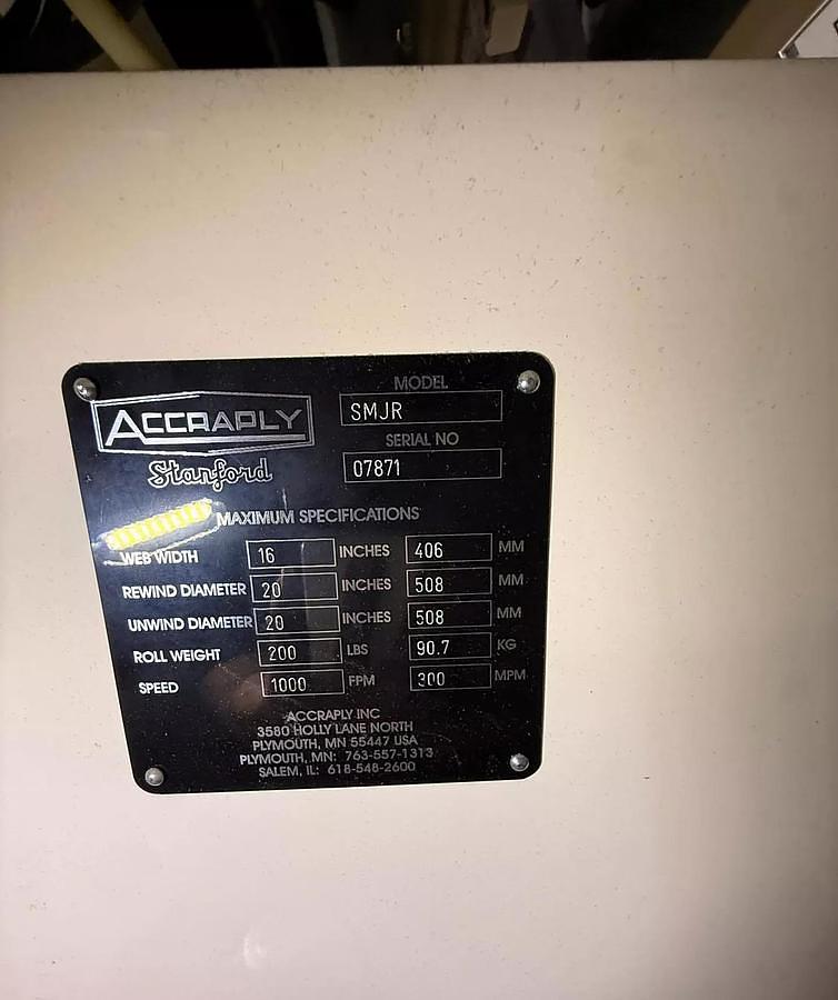 Used Accraply Stanford SMJR 16" Sleeve Seamer