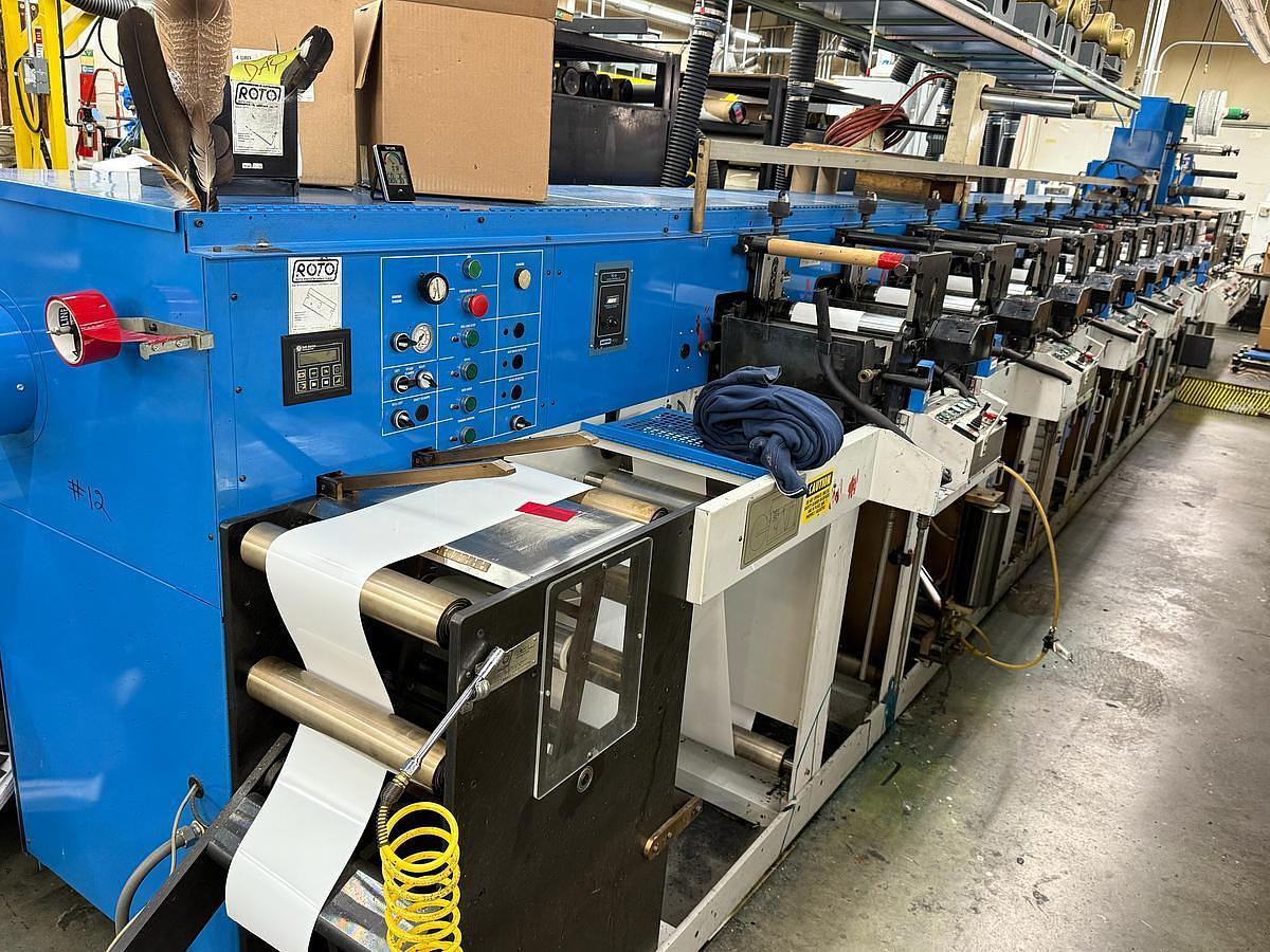 Used Rotopress 3510 10" 10 Color Flexo Press with 2 Die Stations