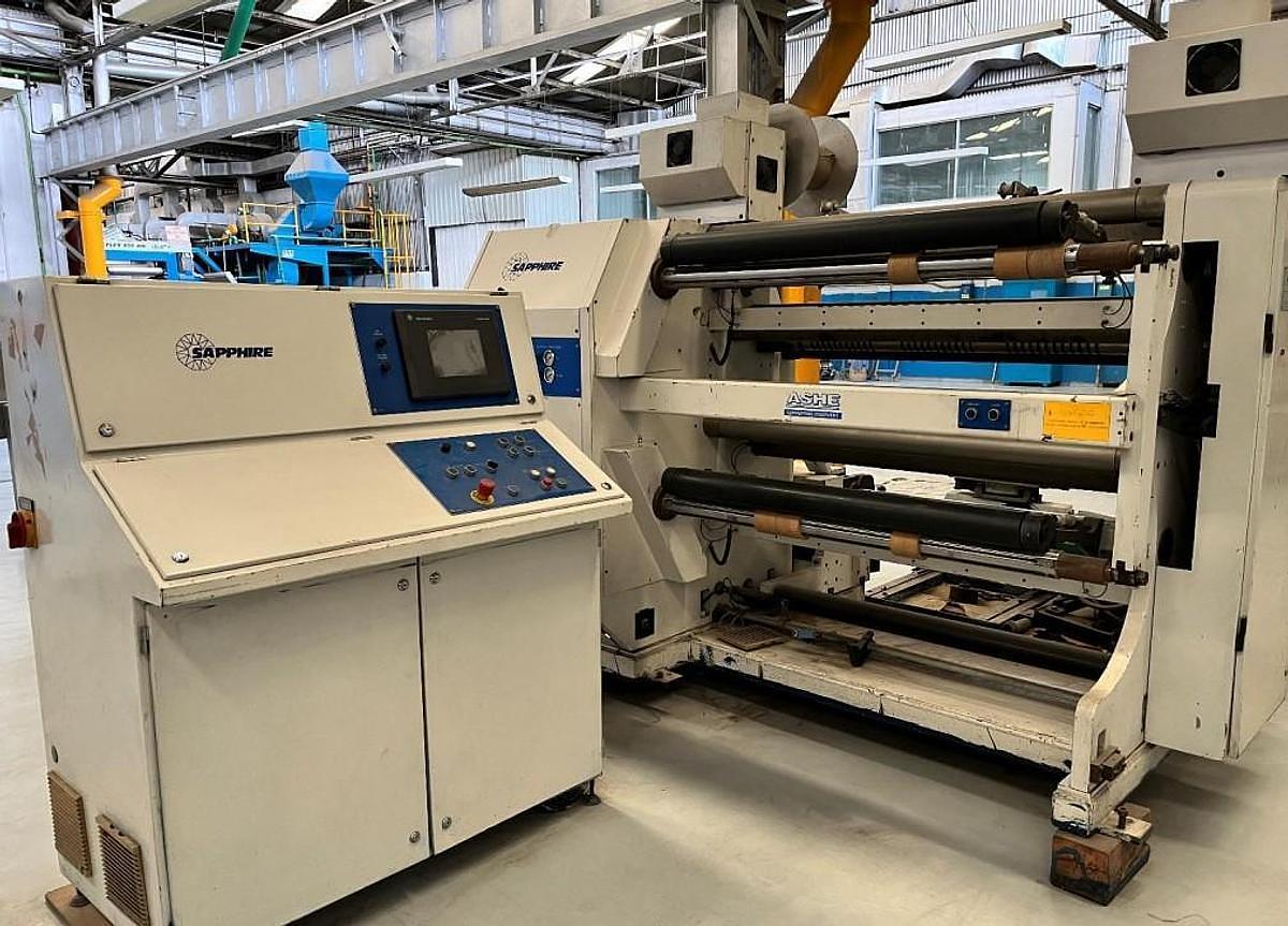 Used Ashe Sapphire 680 47" Aluminum Foil Cantilevered Duplex Slitter Rewinder