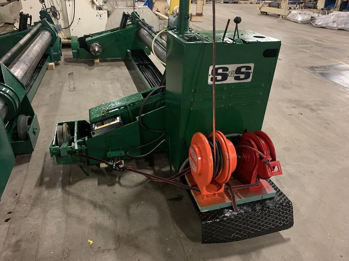 Used 87" S&S Shaftless Floor Pick Up Unwind Stands 60" Diameter