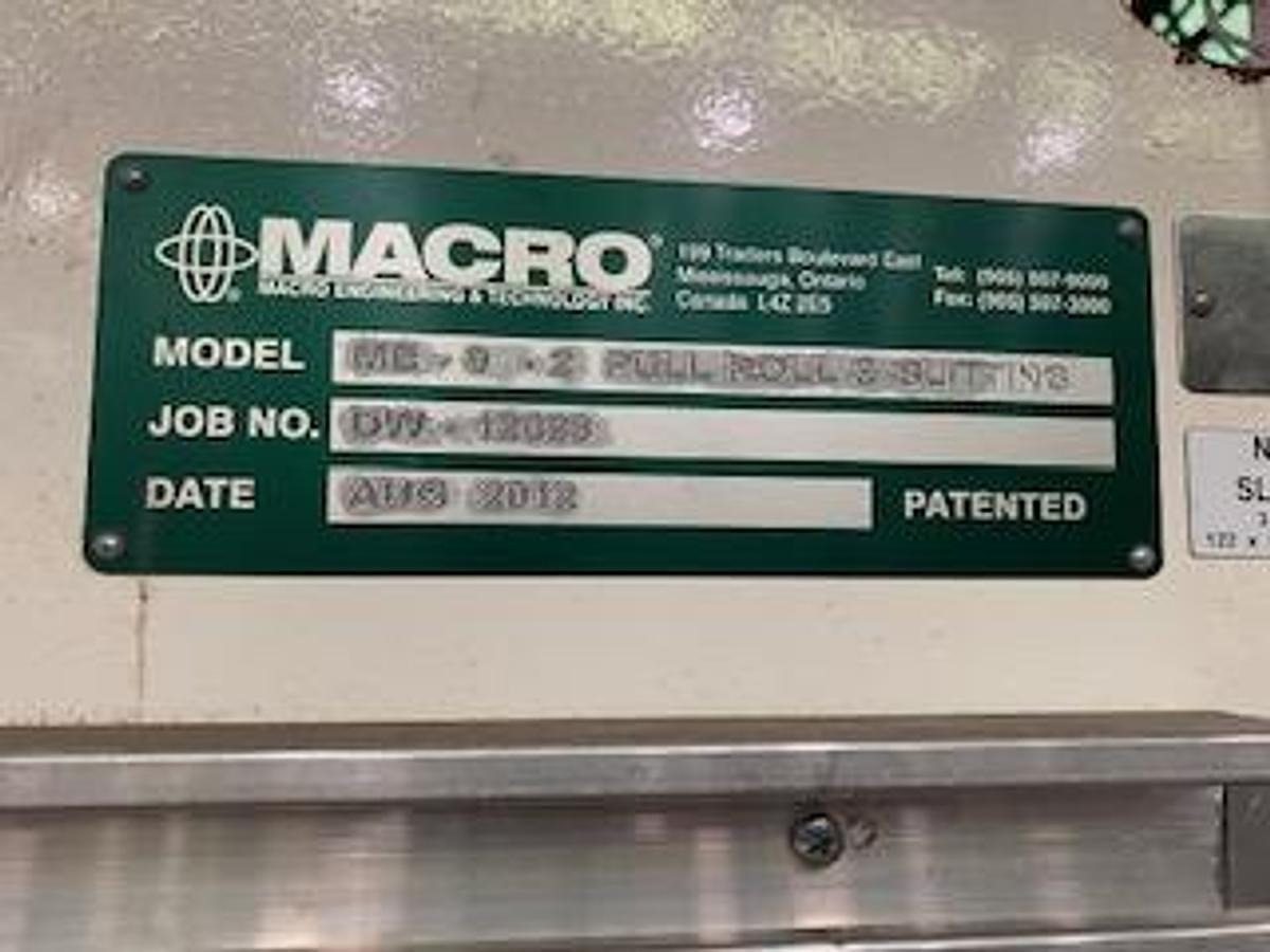 Used 92" Macro Engineering Model ME-0-2 Pull Roll & Slitting Section
