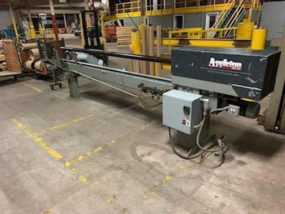 Used Appleton 210 128" Semi-Automatic Core Cutter, 3" Cores