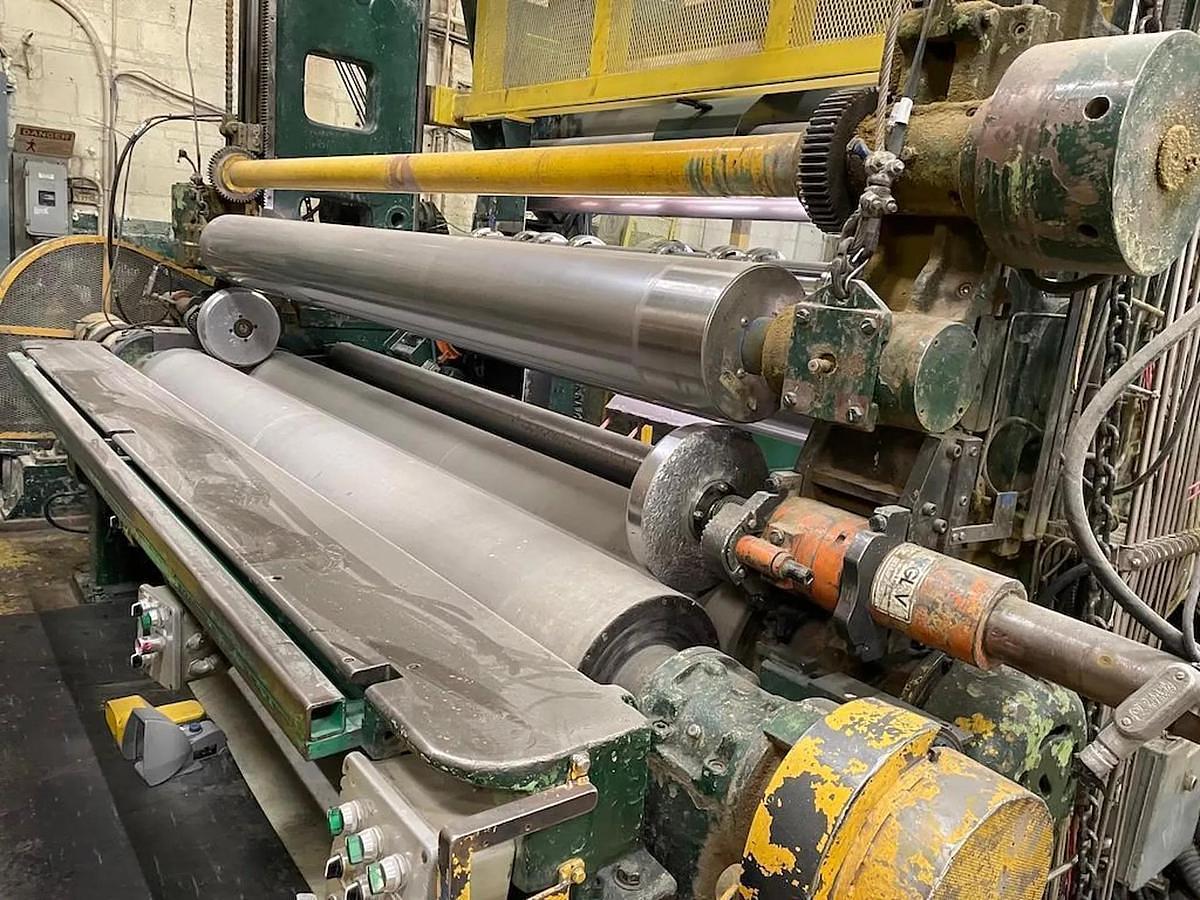 Used 110" Langston Model DA Two Drum Slitter Rewinder 72" Rewind Diameter