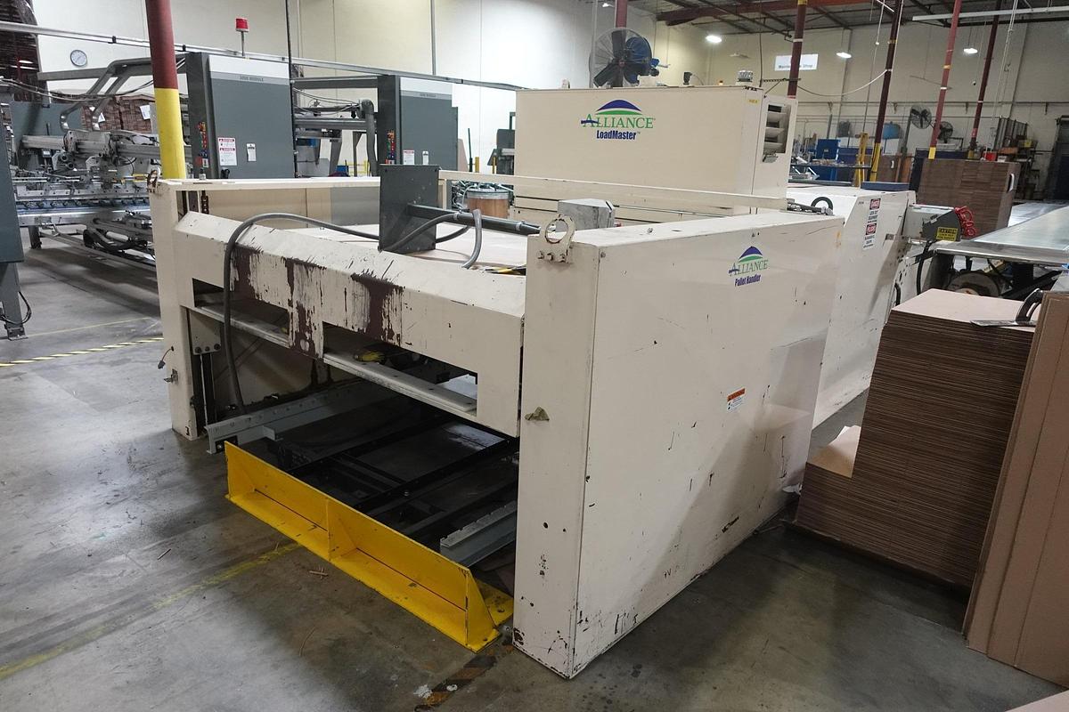 Used Alliance LM3-56 Semi-Automatic Bundler / Stacker with Palletizer and Slip Sheet Inserter