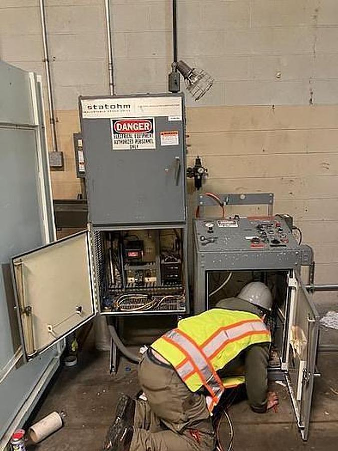 Used 43" Johnstone Two Drum Winder Score Slitting 1.5" Minimum