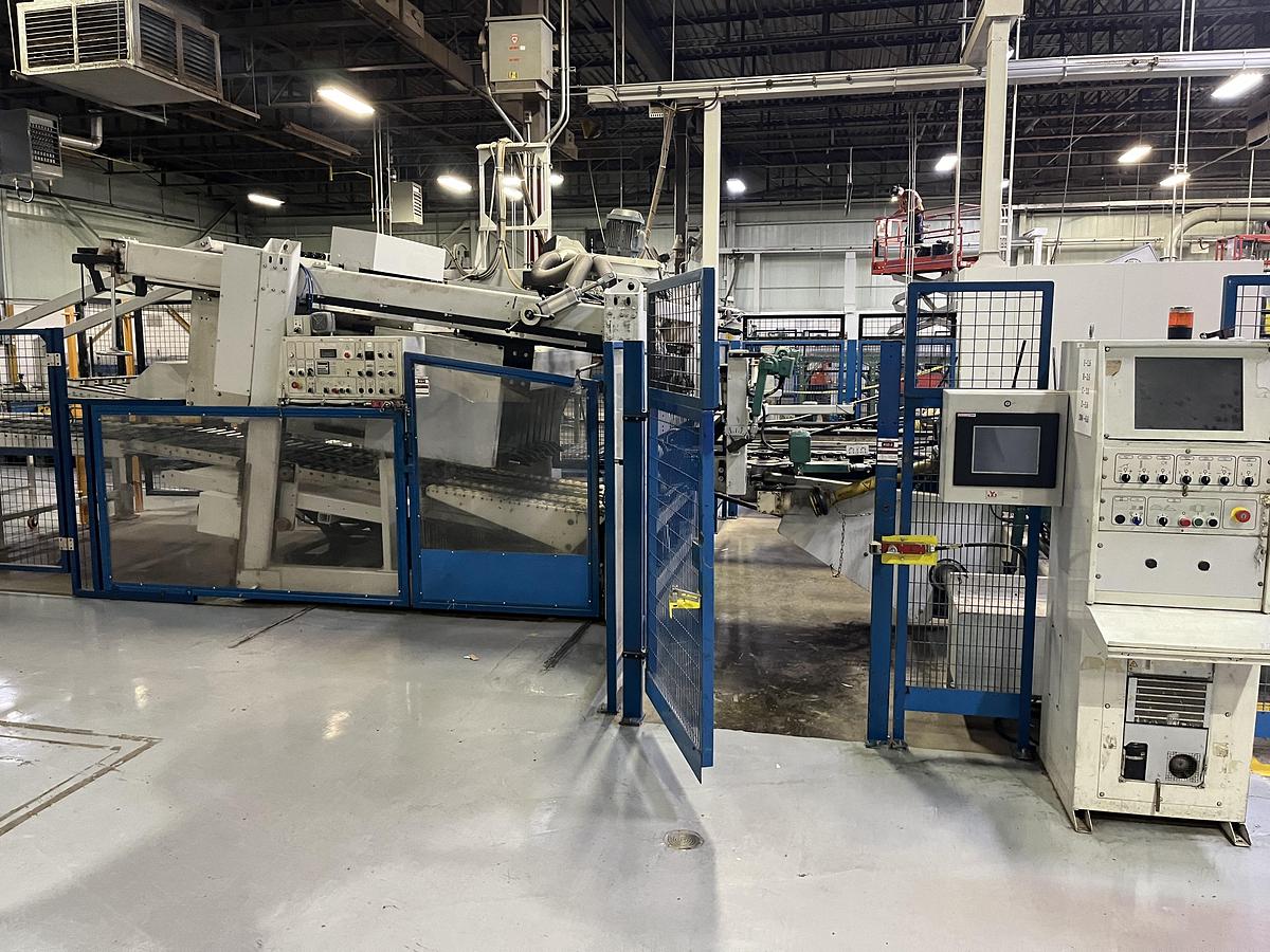 Used 2002 Martin 924 Midline 6-Color Flexo Folder Gluer with Rotary Die Cutter, TEI Prefeeder, Mosca Bundler & ASC Loadformer