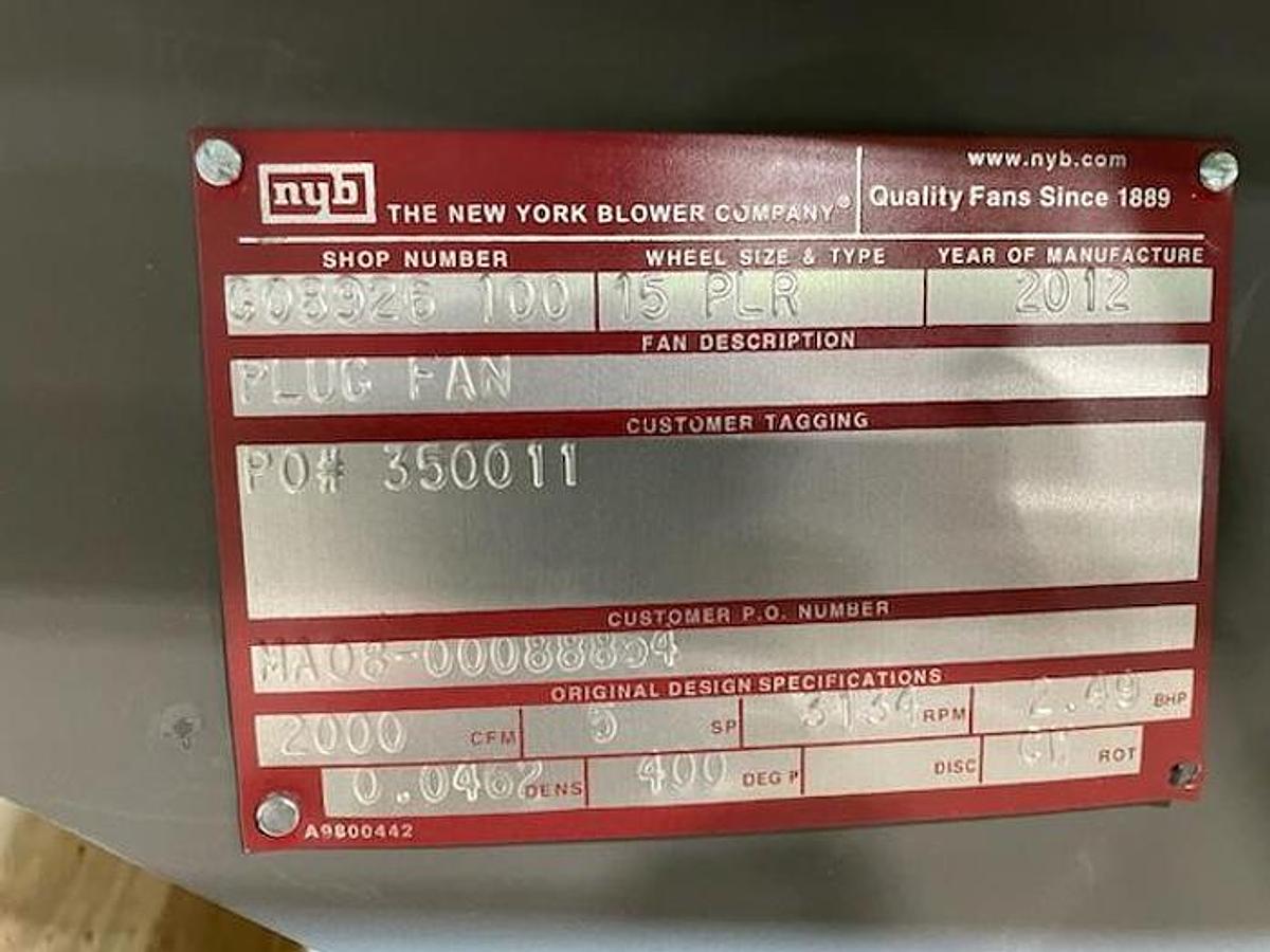 New York Blower 15 PLR Plug Fan - 2012, Unused