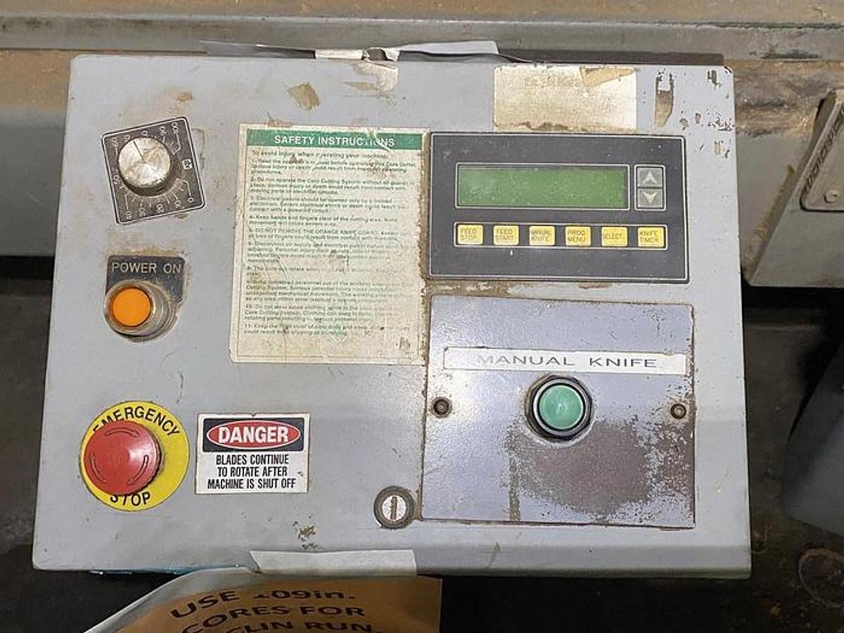 Used Appleton 210 128" Semi-Automatic Core Cutter, 3" Cores