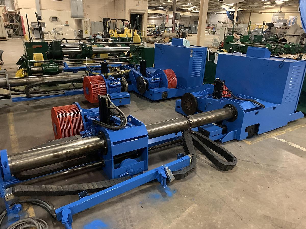 Used 87" Jagenberg Shaftless Floor Pick Up Unwind Stand Model SE-15 60" OD Roll Capacity