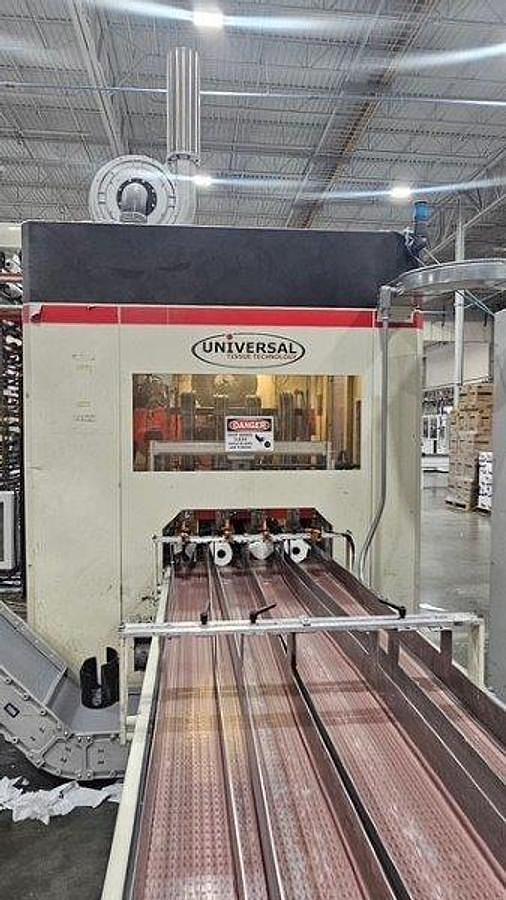 Used 108" Universal Tissue Technology BRT/KRT Rewinding Line W/4 Lane Log Saw Mfg 2016