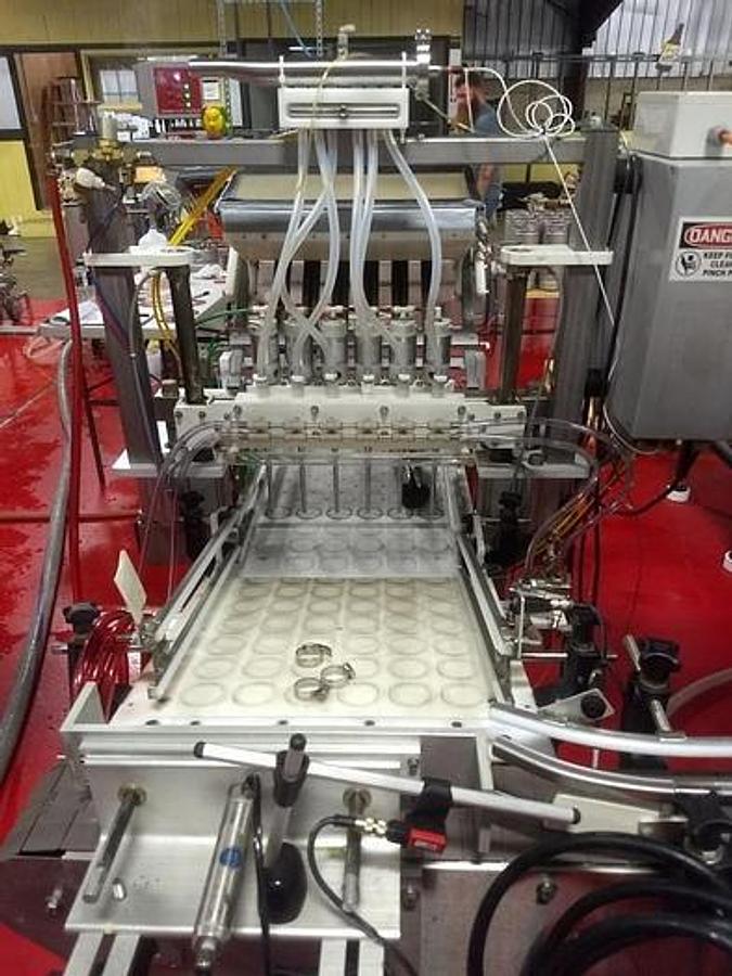 Used Turn-Key Meheen 6-Head Bottle Filler Line w/ Labeler, Rinser & Rotary Table