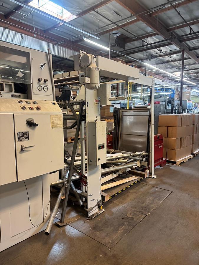 Used Maxson 49" Rotary Sheeter with Shaftless Floor Pickup Unwind