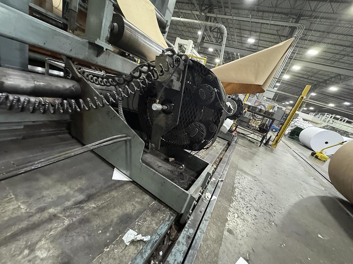 Used 95" A&F Model RDE Two Drum Slitter Rewinder - Shaftless 72" Diameter Rewind