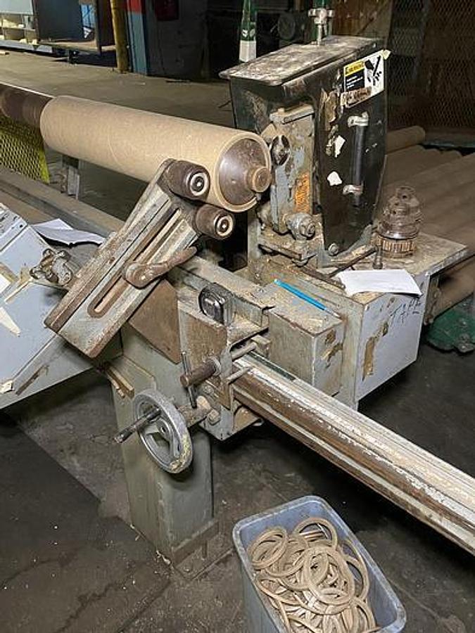 Used Appleton 210 128" Semi-Automatic Core Cutter, 3" Cores