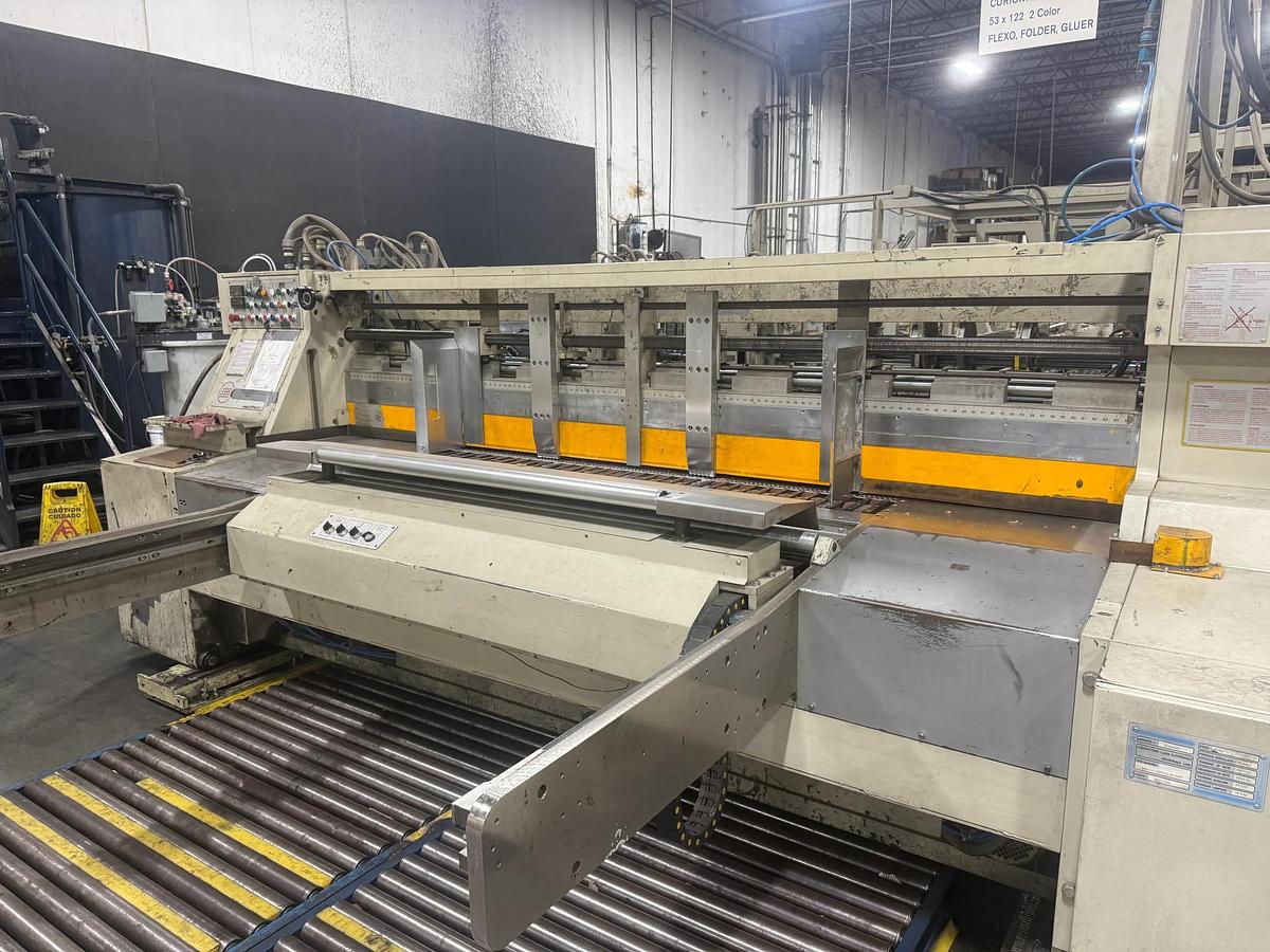 Used 53″ x 122″ Curioni Flexo Folder Gluer (1999) – 2 Color – SUN Lead Edge Feeder – Valco Glue – Computerized Setup