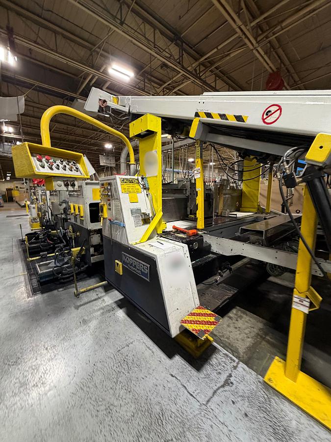 Used Koppers 66" × 113" 2-Color Flexo Rotary Die Cutter / Slotter Line with AG Stacker & Exit Conveyor