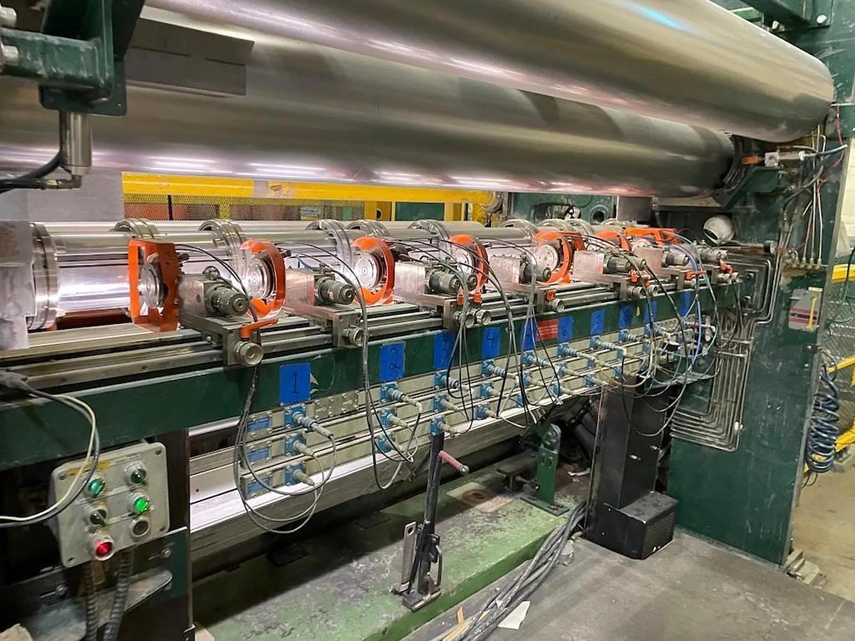 Used 110" Langston Model DA Two Drum Slitter Rewinder 72" Rewind Diameter