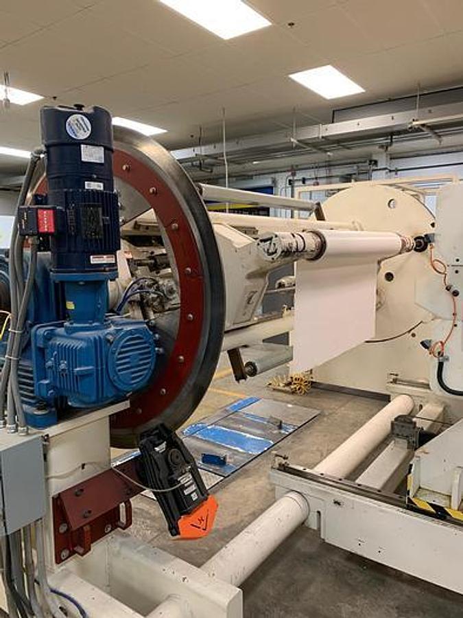 Used 66" Geometrics Shaftless Turret Unwind with Splicing 40" OD Capacity