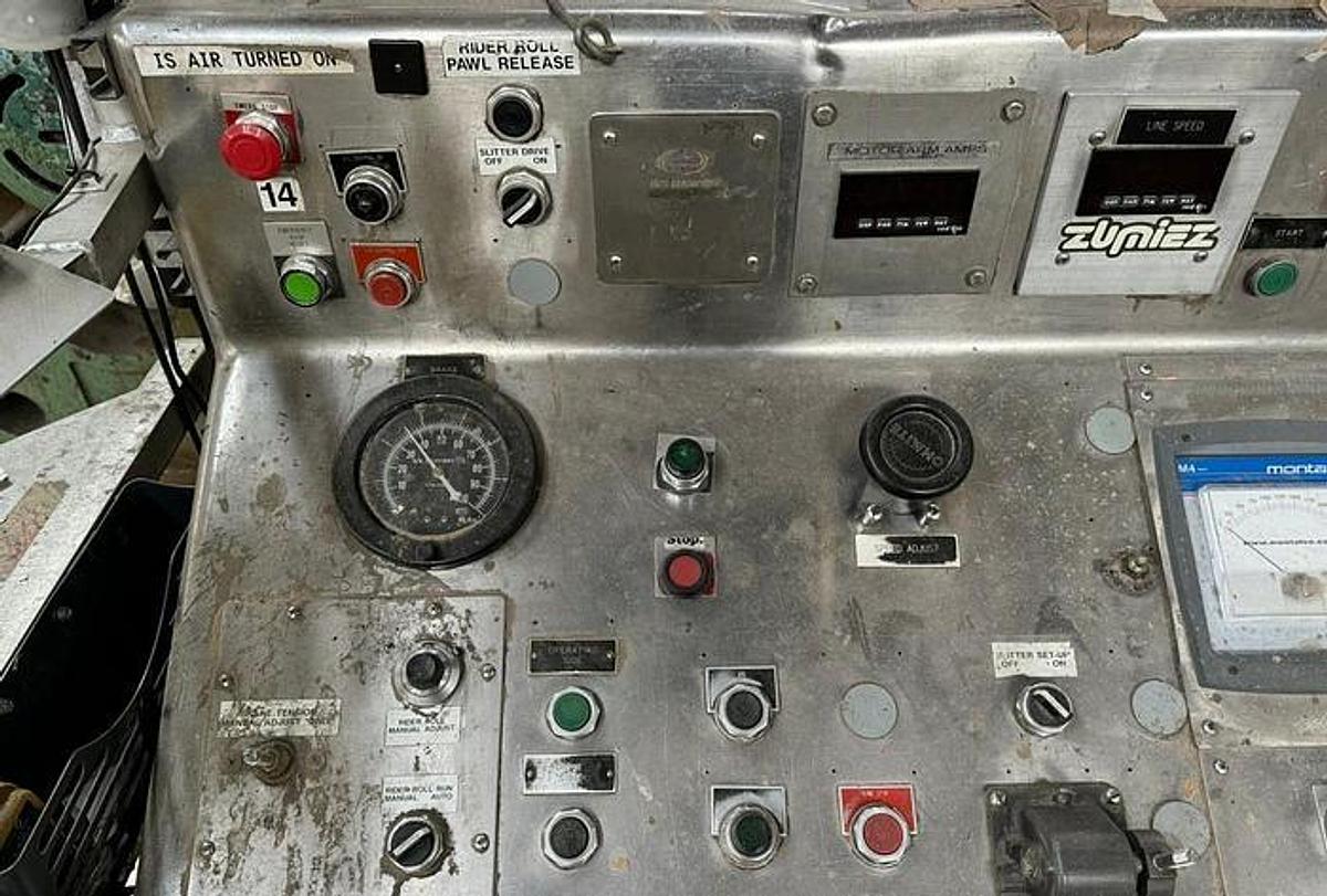 Used 92" Langston Two Drum Slitter Rewinder 72" Diameter Tidland Slitting