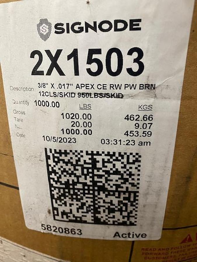 Signode Apex CE 3/8" x .017" Brown Strapping, Unused