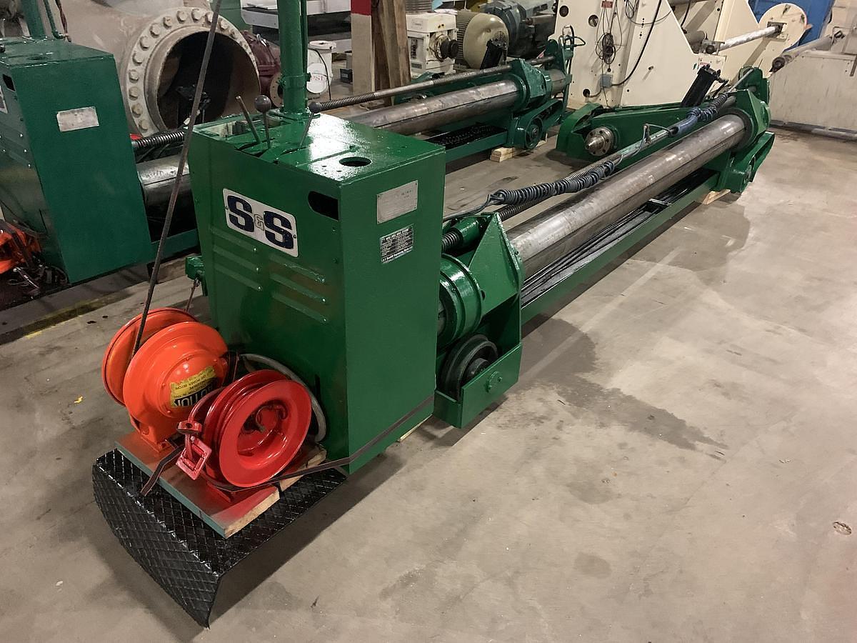 Used 87" S&S Shaftless Floor Pick Up Unwind Stands 60" Diameter