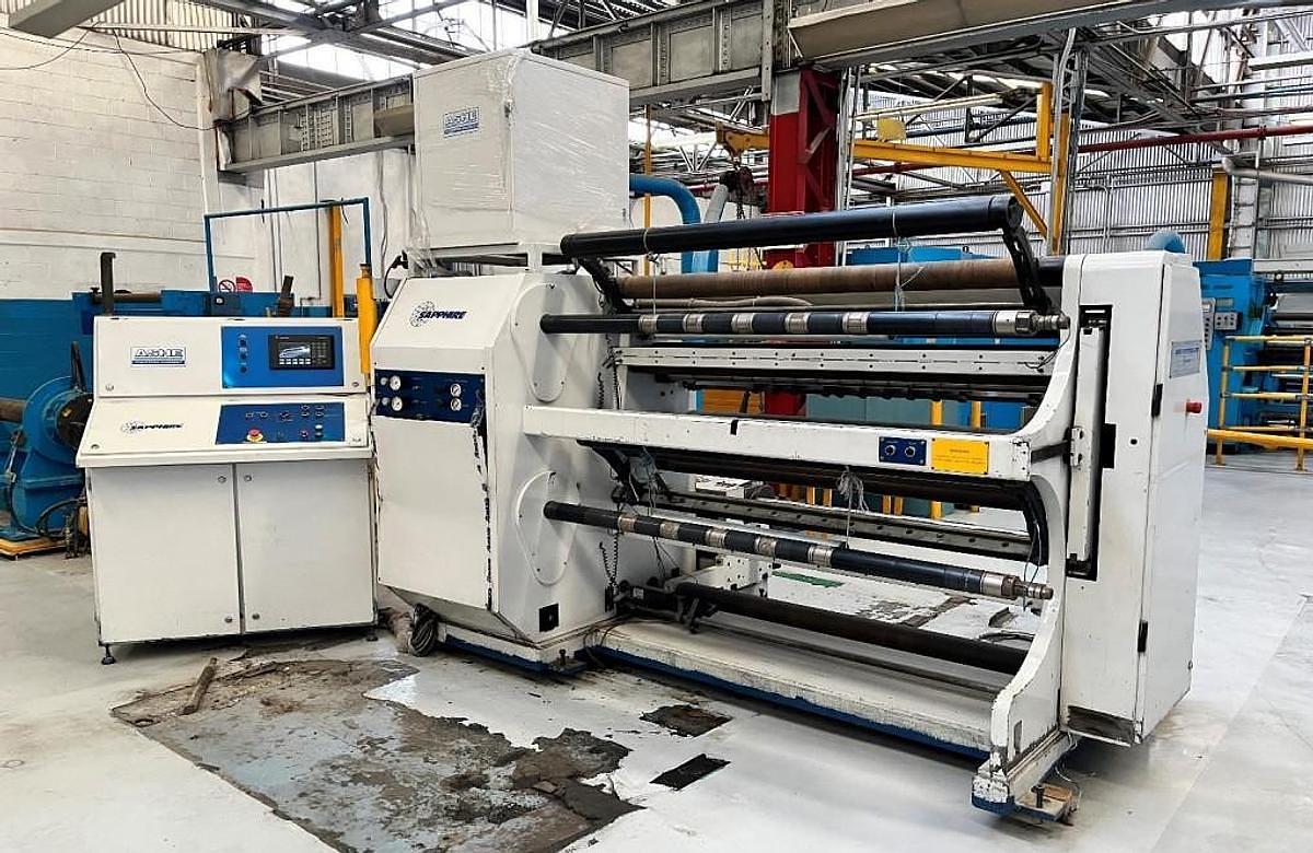 Used Ashe Sapphire 680 47" Aluminum Foil Cantilevered Duplex Slitter Rewinder