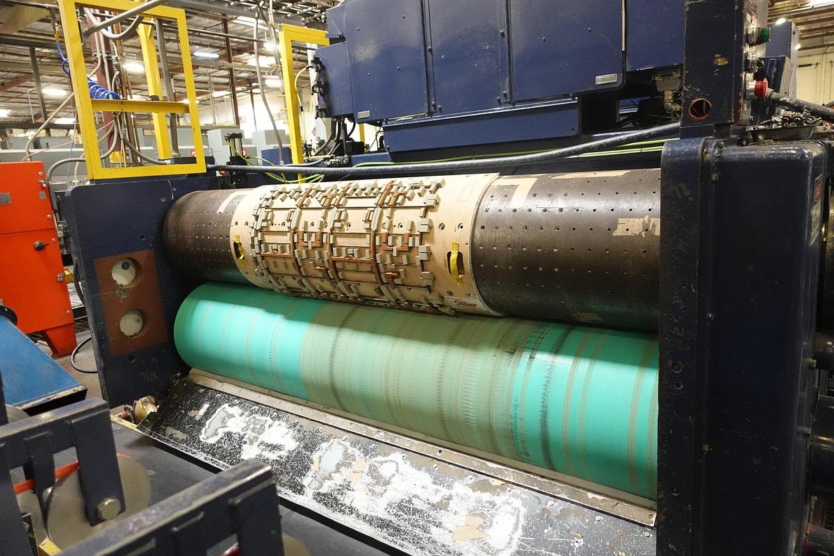 Used Ward 66" x 113" 3-Color Rotary Die Cutter with Sun Automation Retrofit